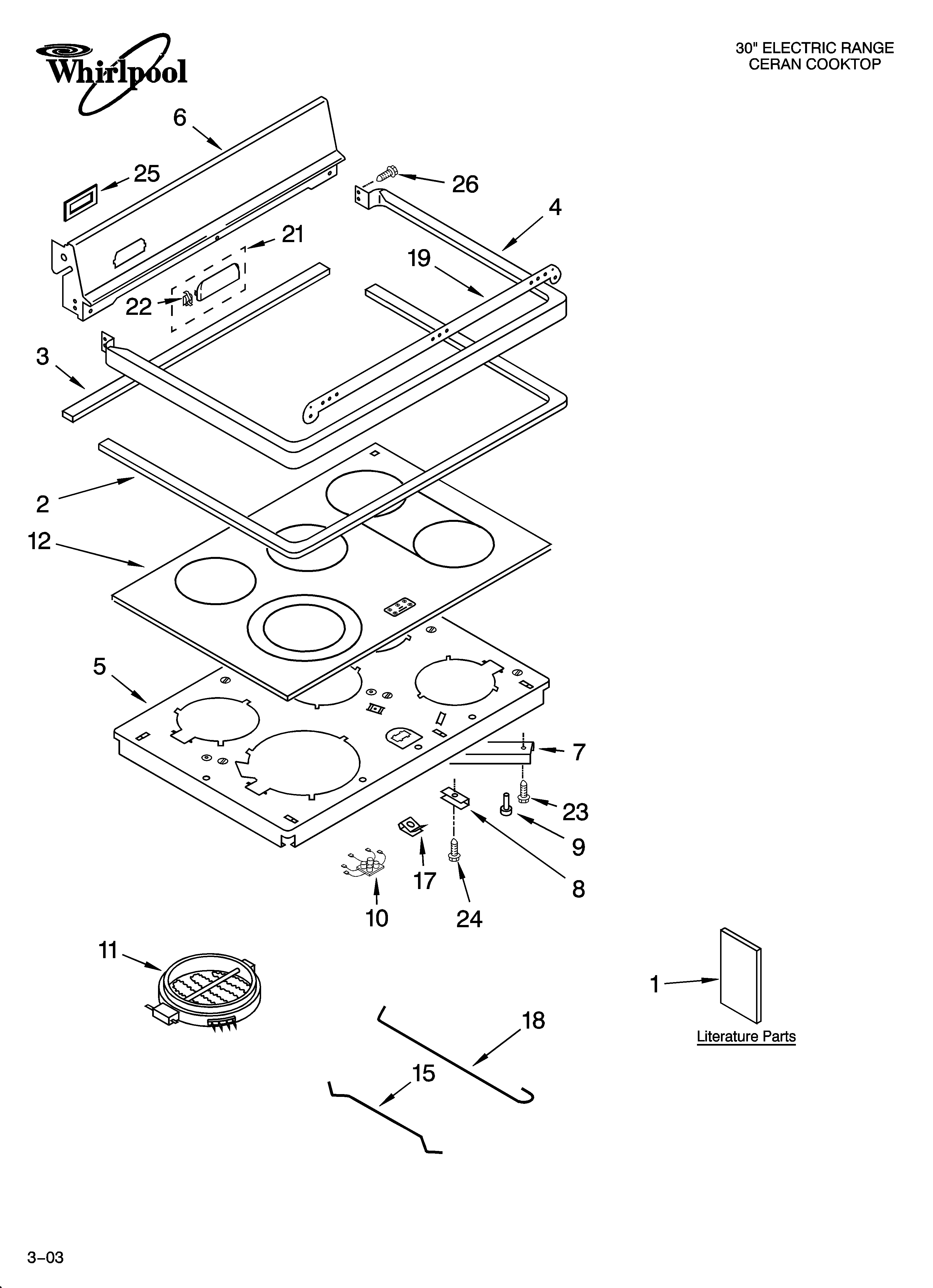 Whirlpool GLSP85900 cooktop parts diagram