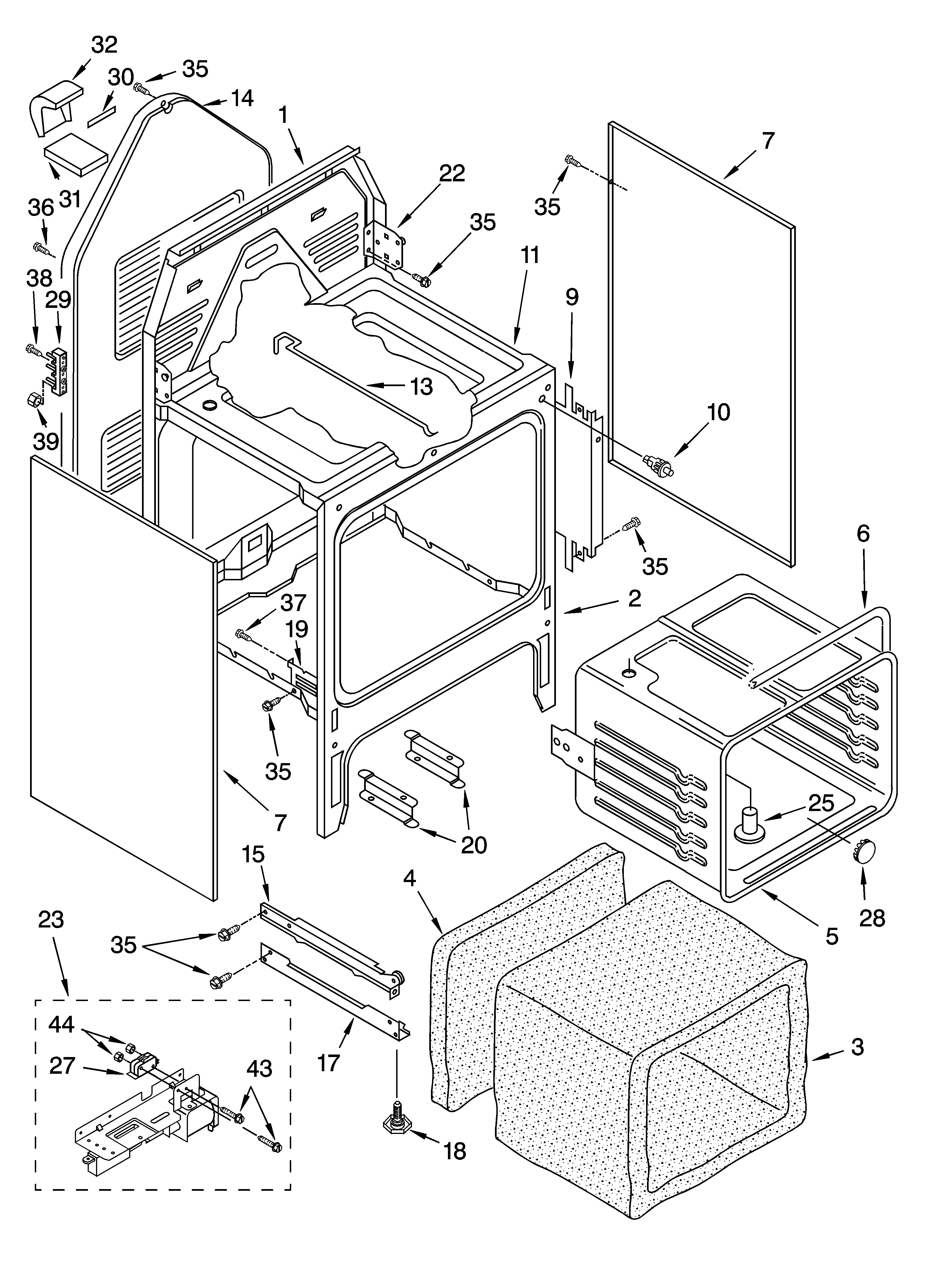 Inglis IJP89802 oven chassis parts diagram