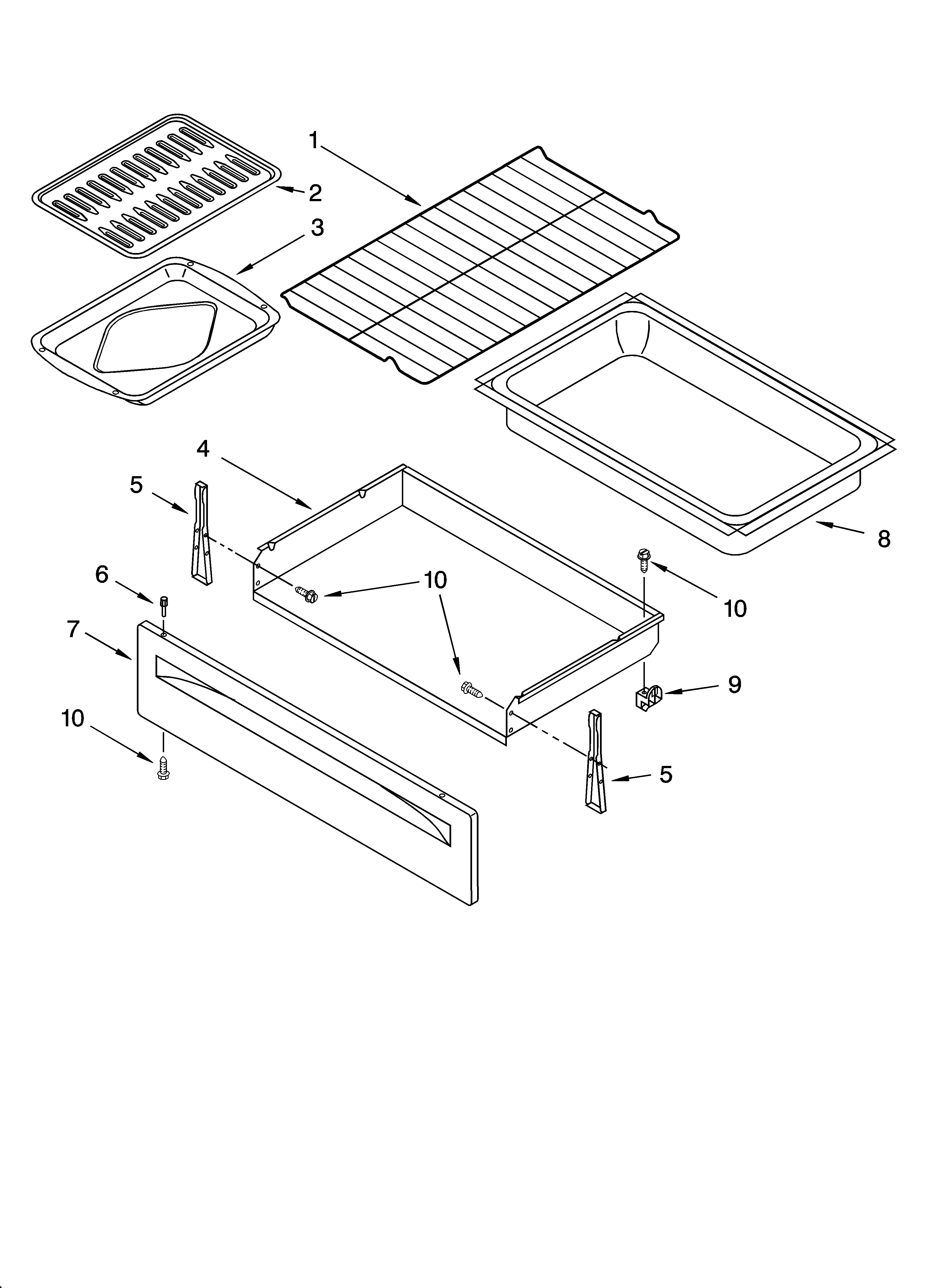 Inglis IMP85800 drawer & broiler parts diagram