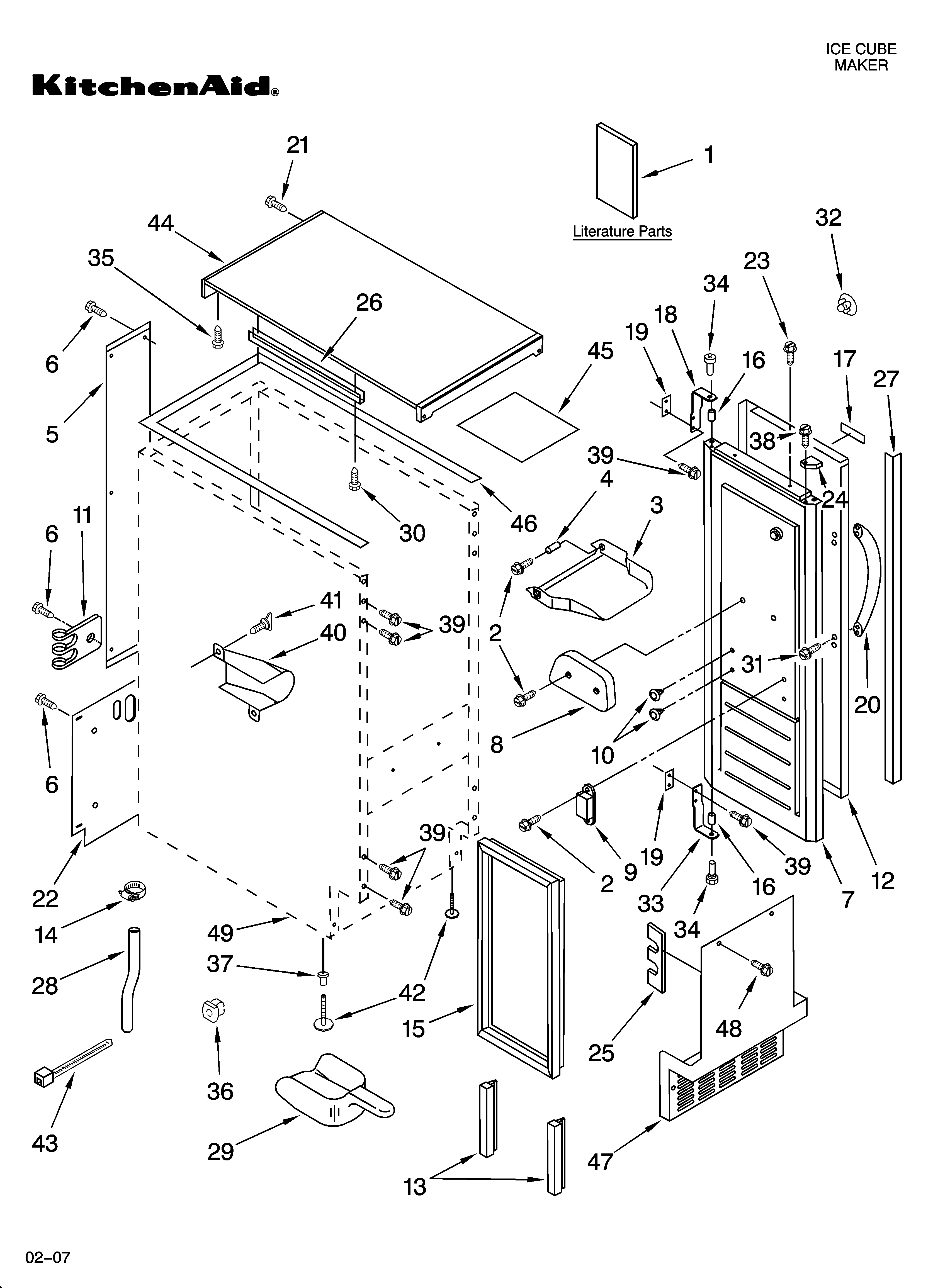 KitchenAid KUIC15NRSS0 cabinet liner and door parts diagram