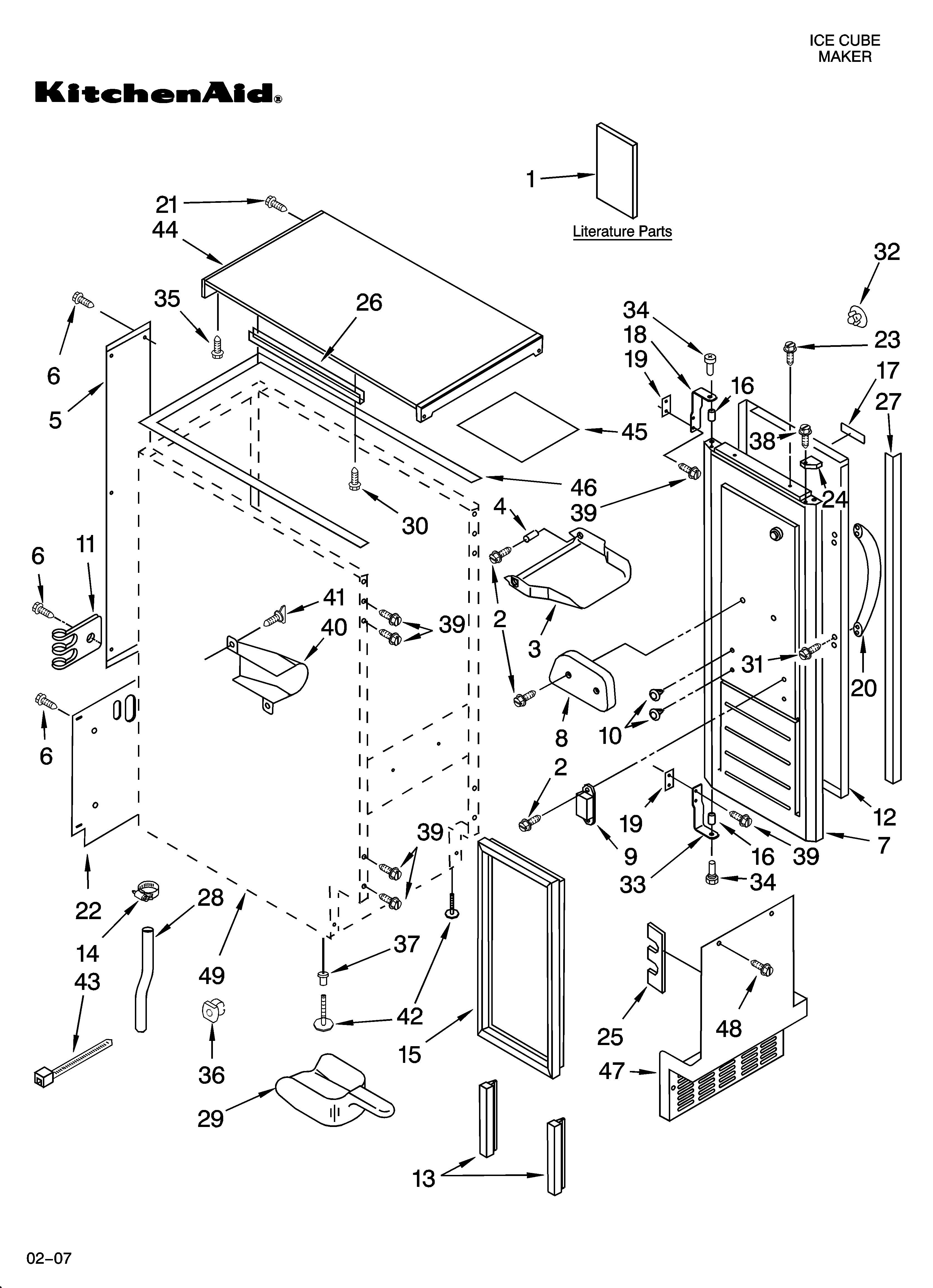 KitchenAid KUIC15NRTS0 cabinet liner and door parts diagram
