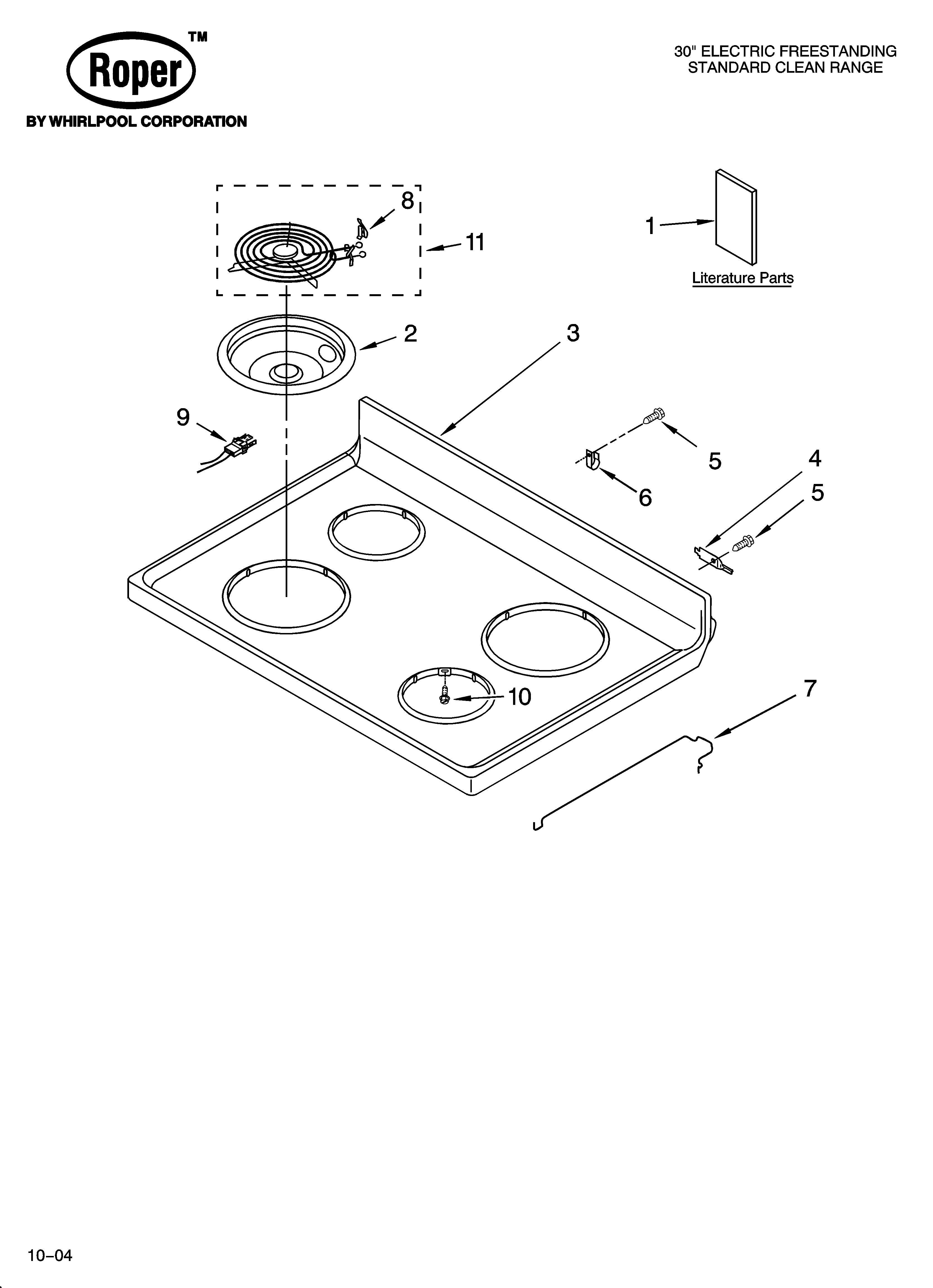 Roper RME32300 cooktop parts diagram