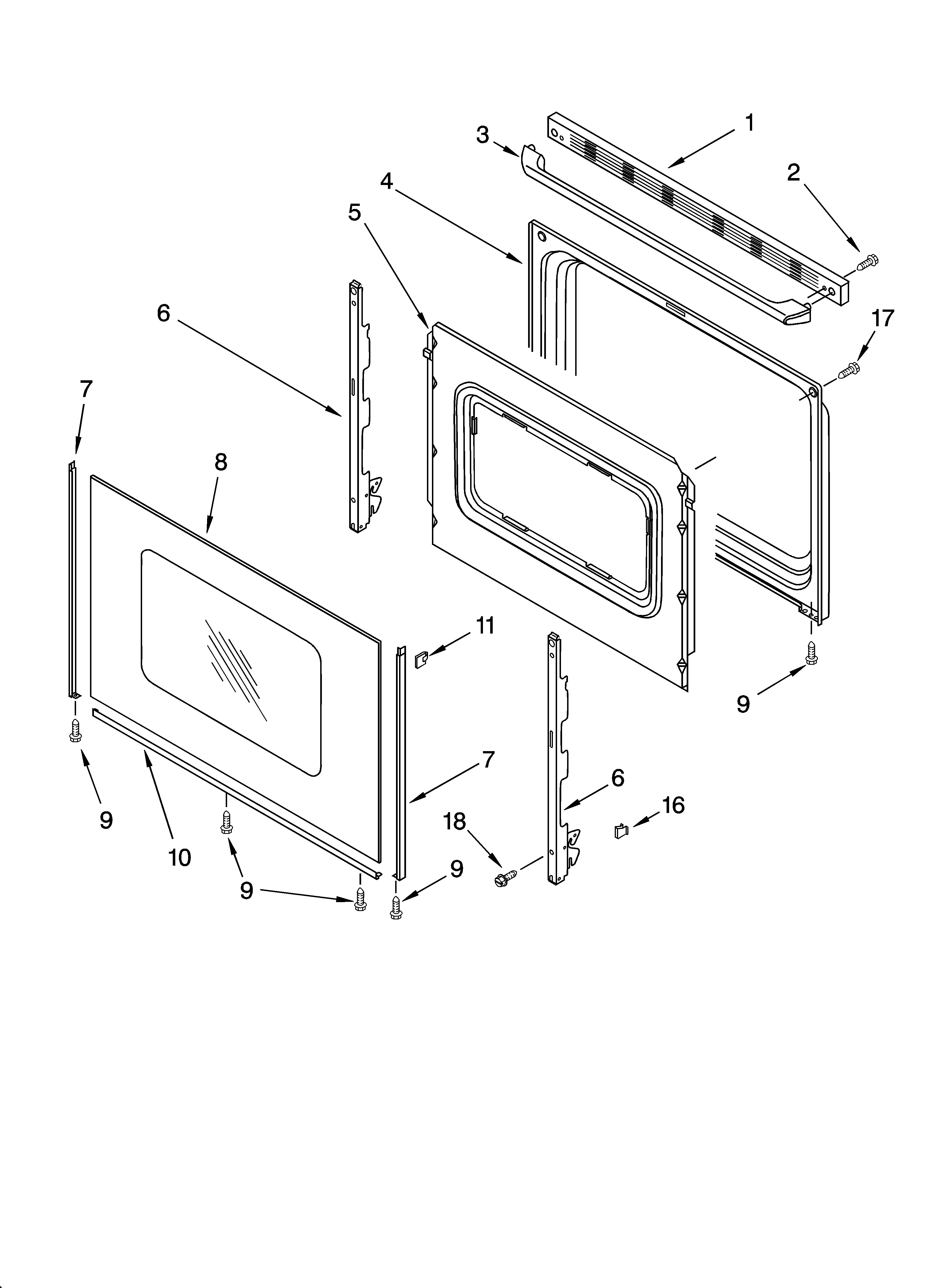Roper RME32300 door parts, miscellaneous parts diagram