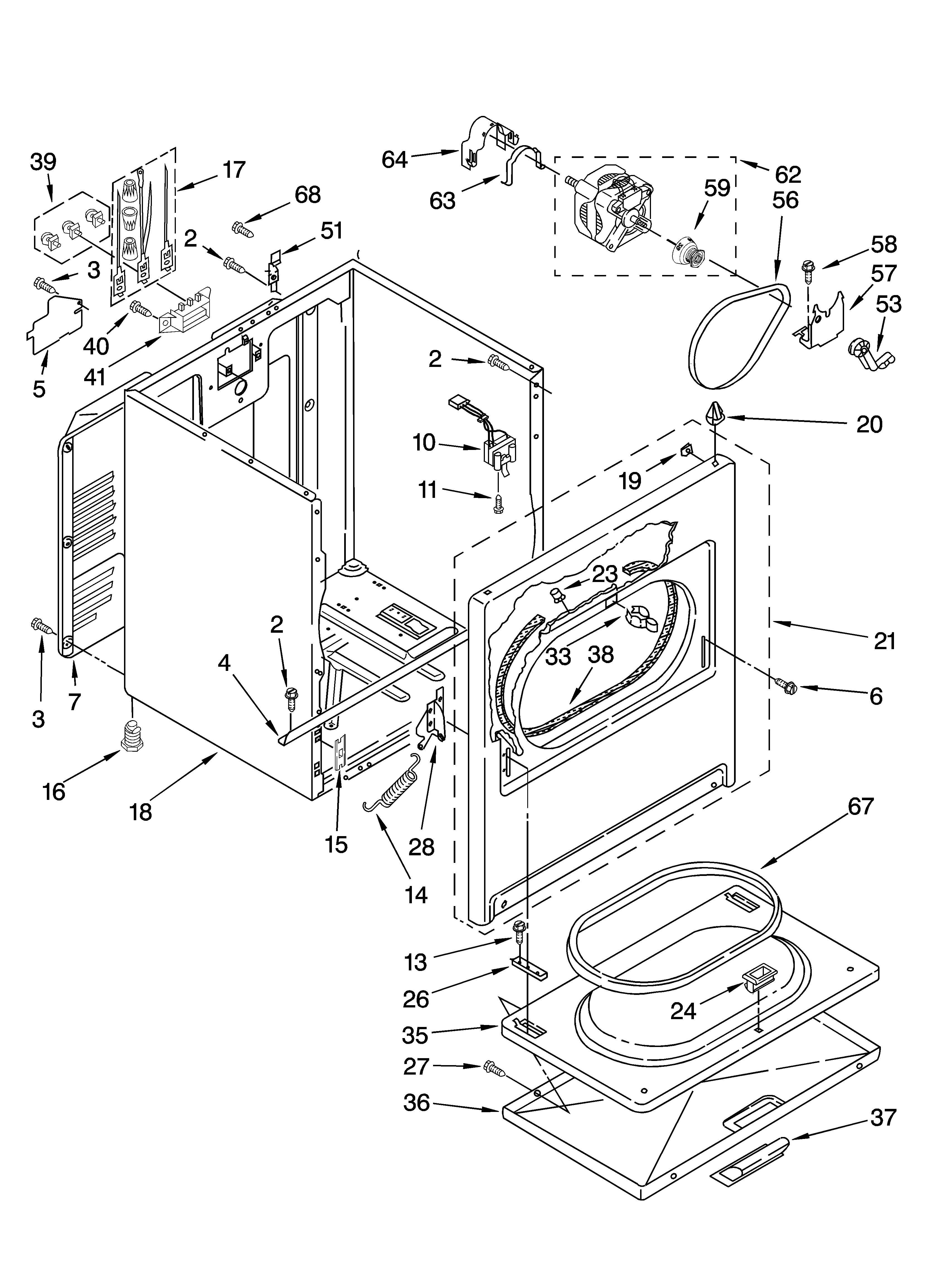 Whirlpool WED5520SQ0 cabinet parts diagram