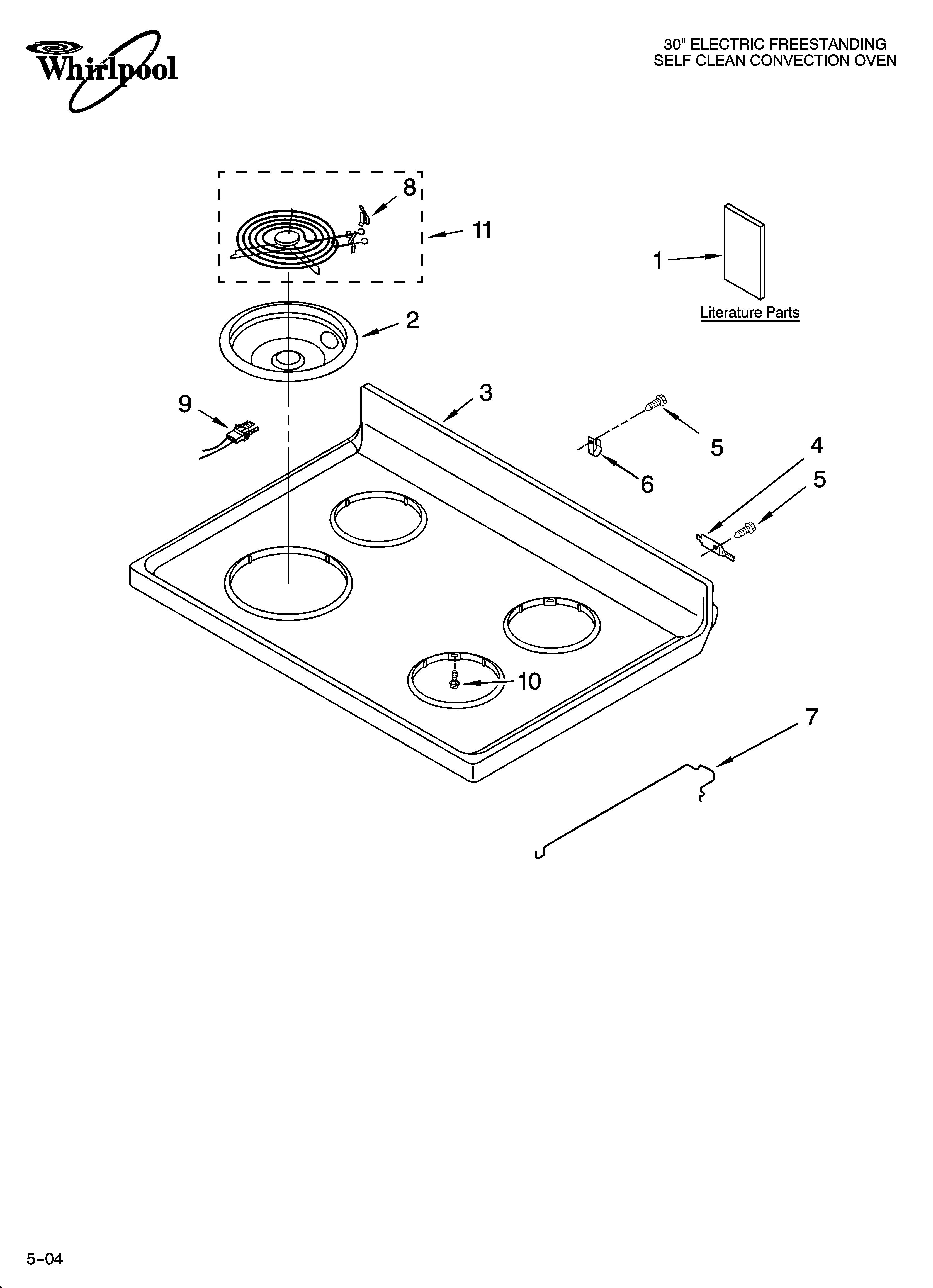 Whirlpool WERC3100PQ0 cooktop parts diagram