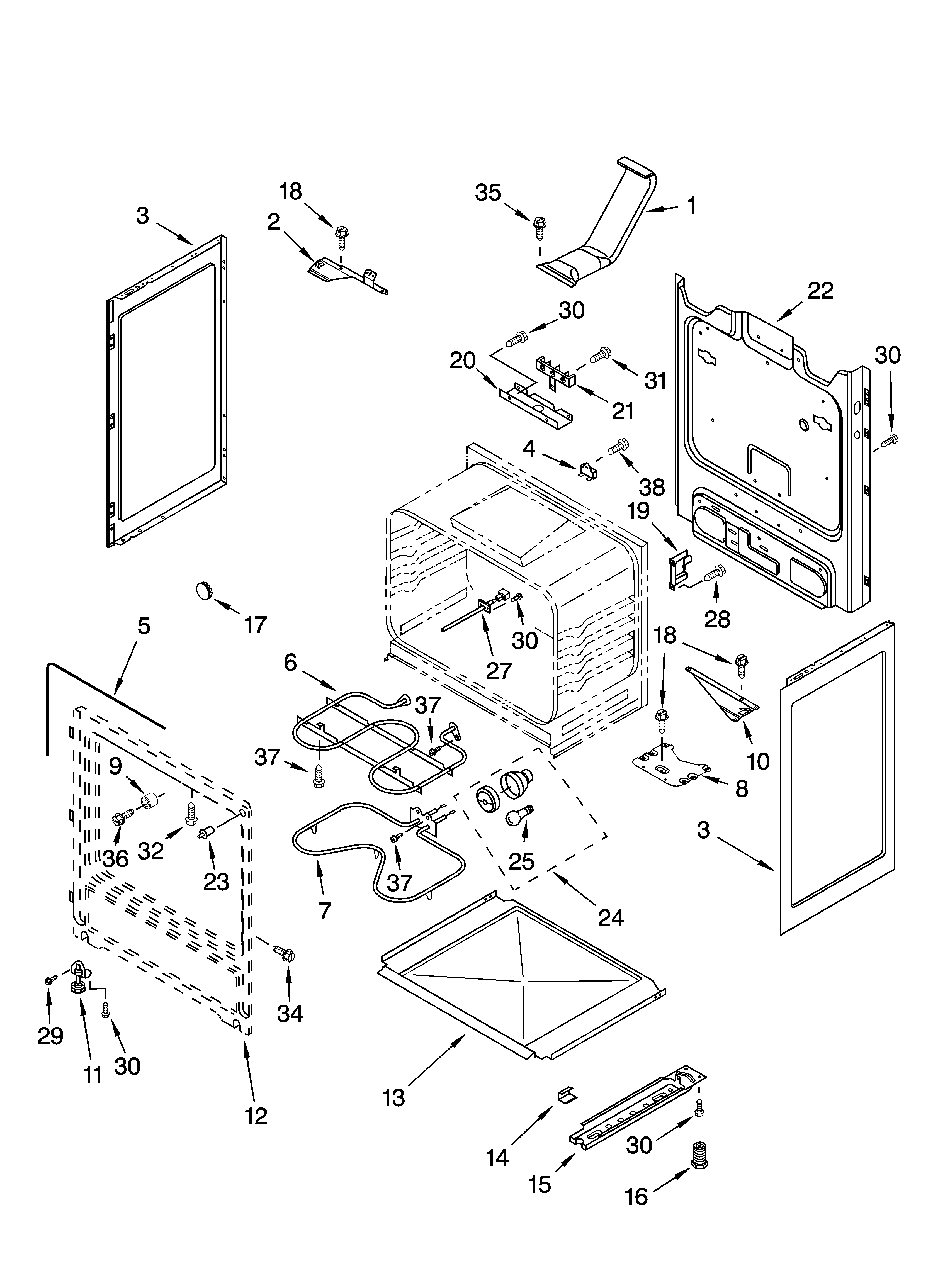 Whirlpool WERE4100PQ0 chassis parts diagram