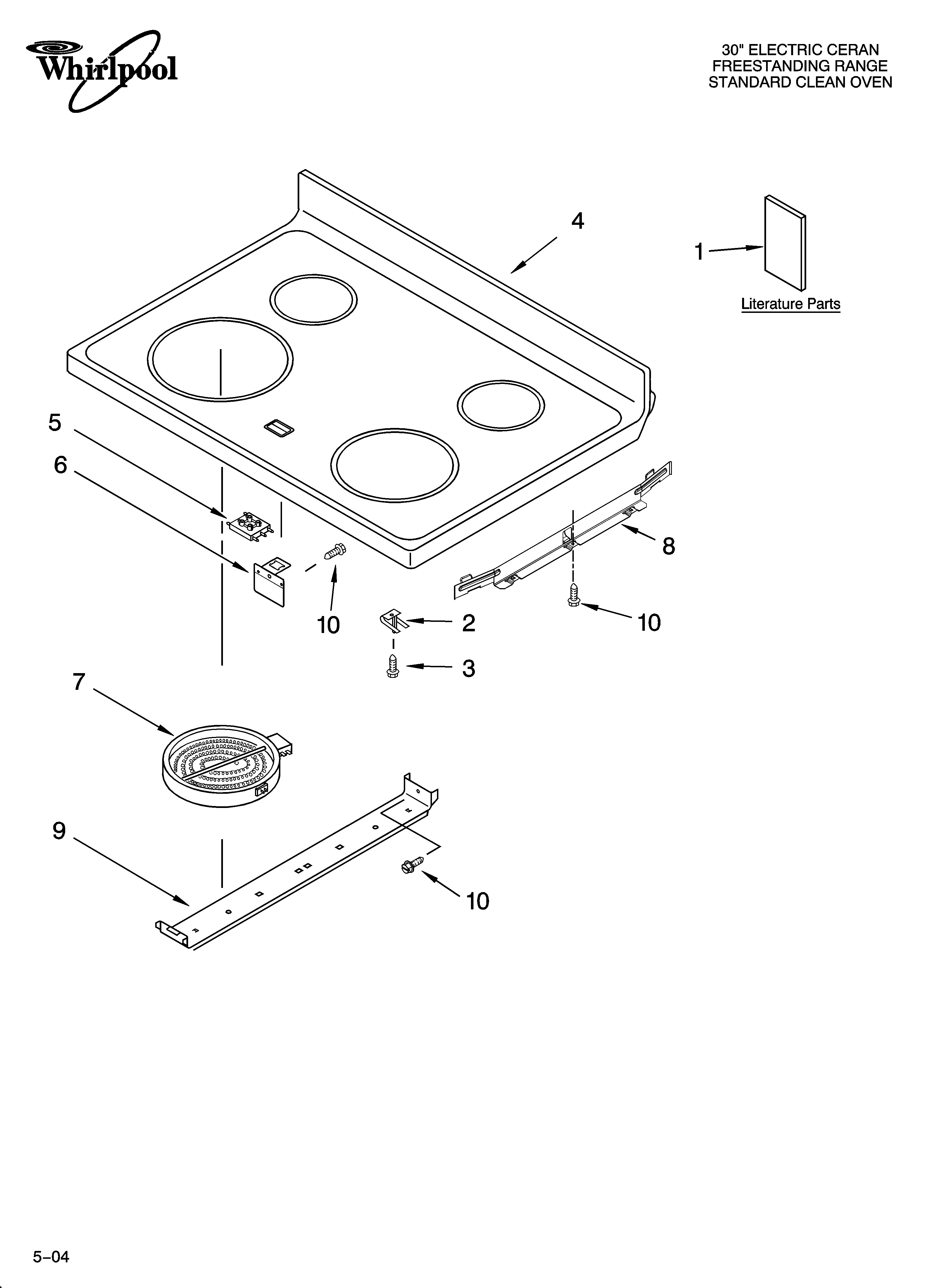 Whirlpool WERE4200PQ0 cooktop parts diagram