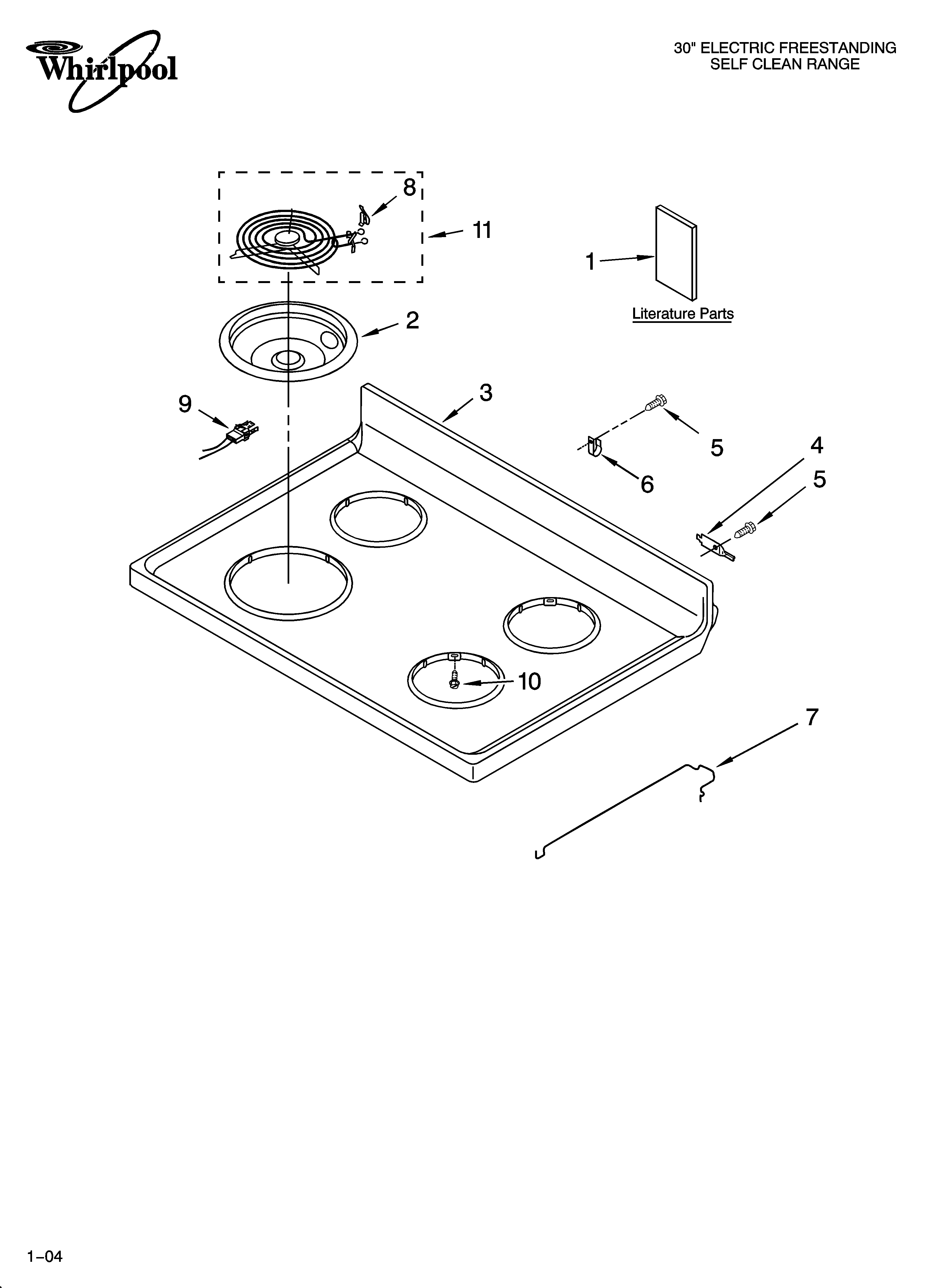 Whirlpool WERP3000PQ0 cooktop parts diagram