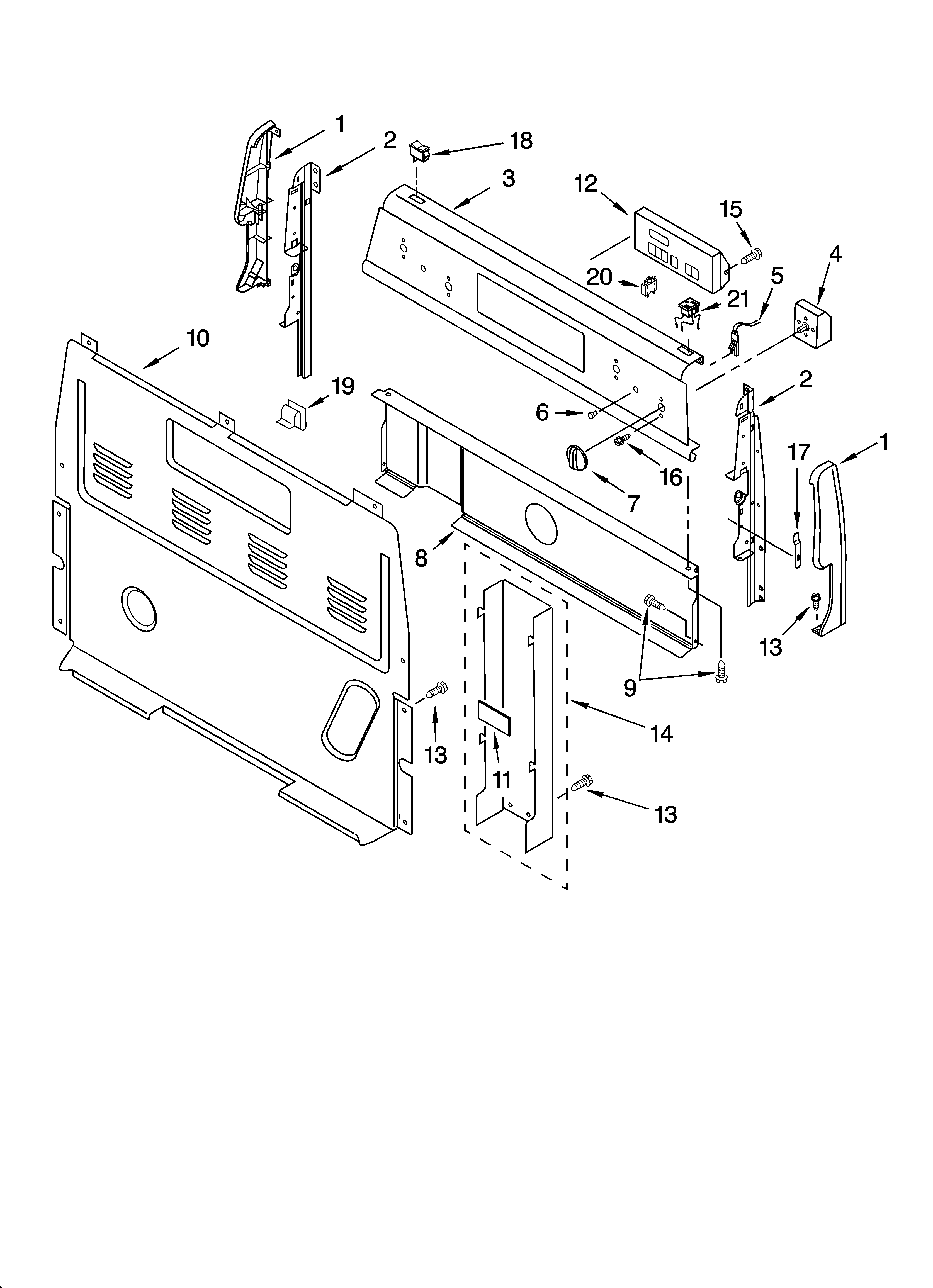 Whirlpool WERP3000PQ0 control panel parts diagram