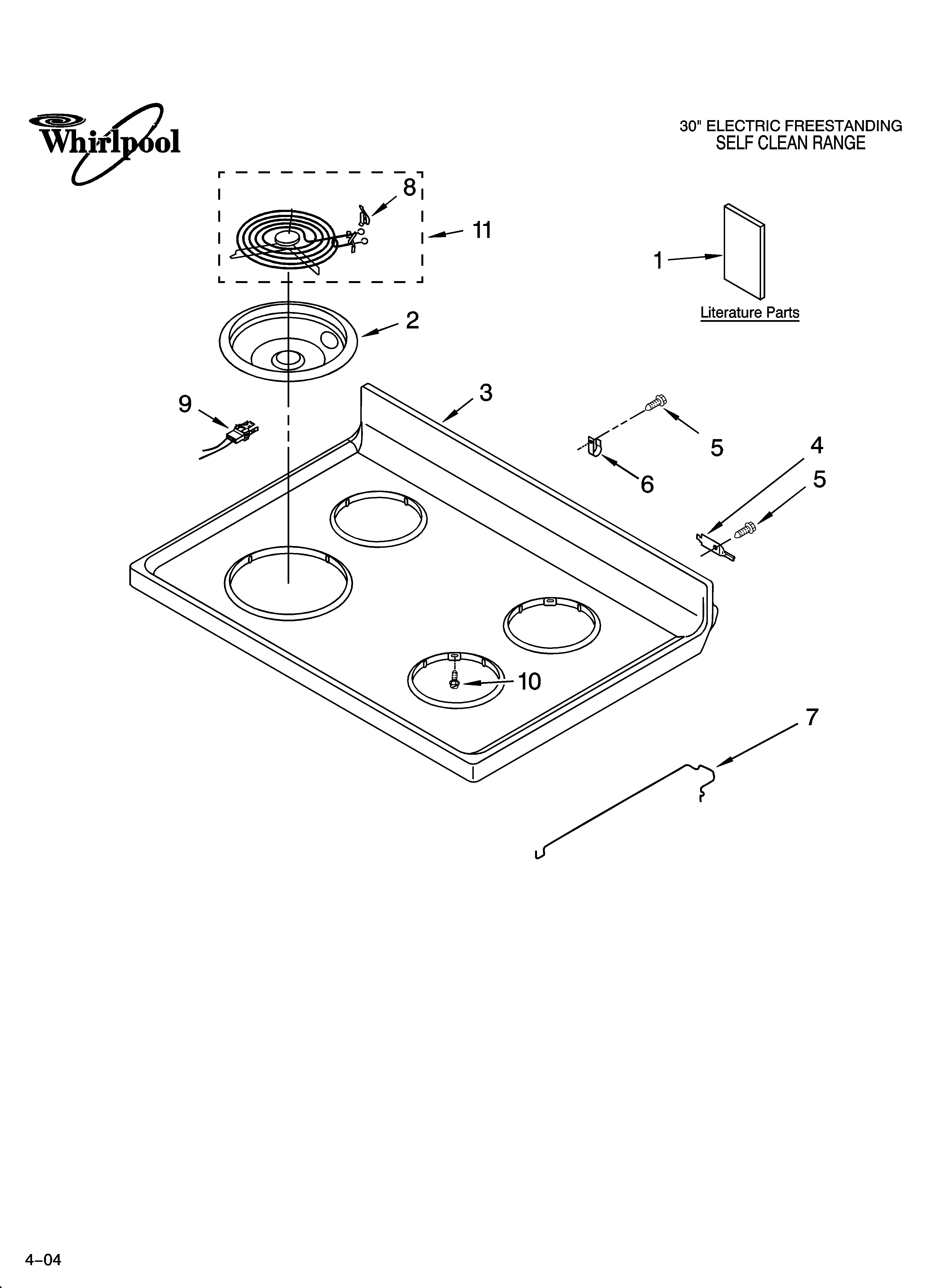 Whirlpool WERP3100PT0 cooktop parts diagram