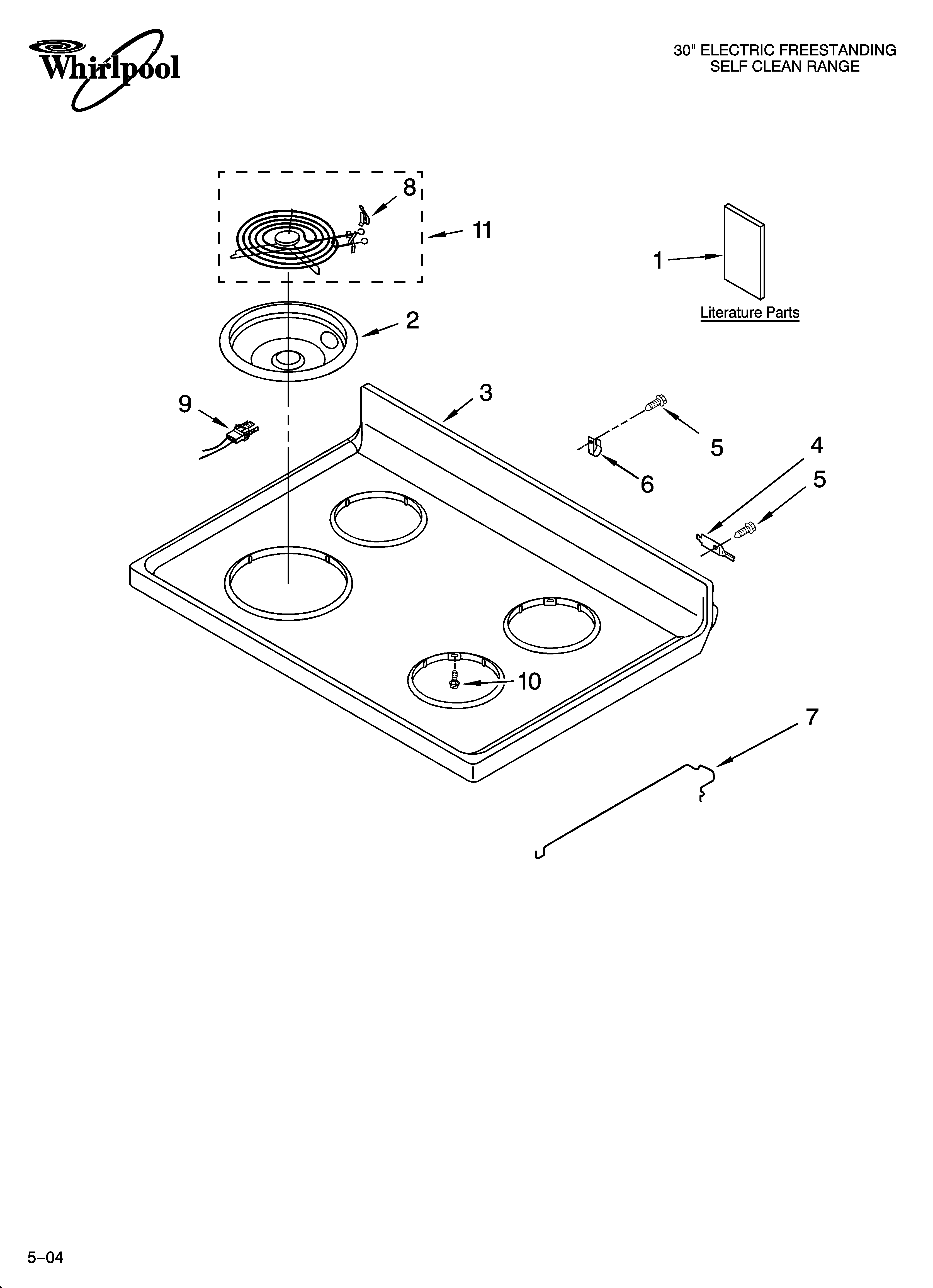 Whirlpool WERP3200PQ0 cooktop parts diagram