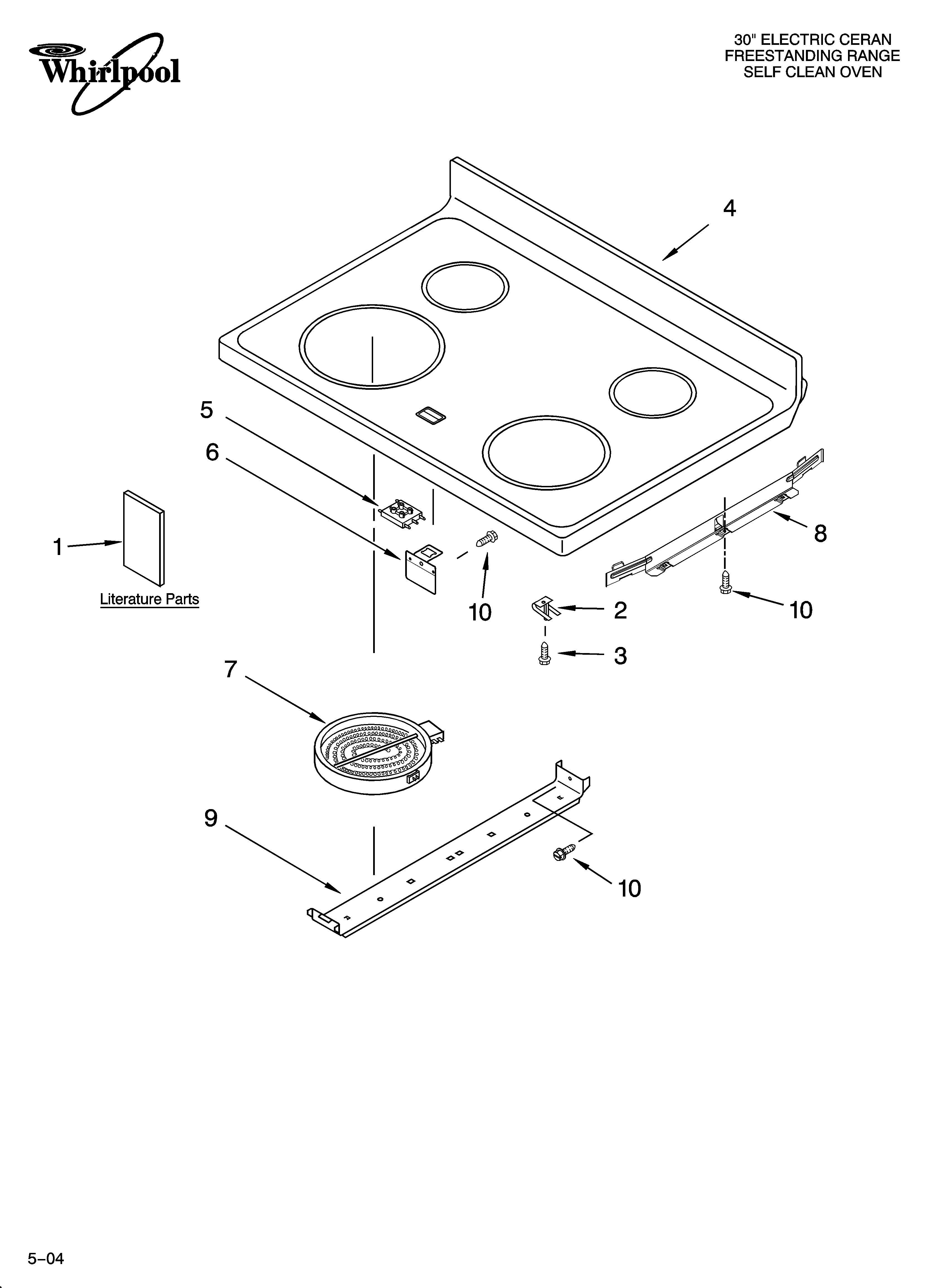 Whirlpool WERP4110PQ0 cooktop parts diagram
