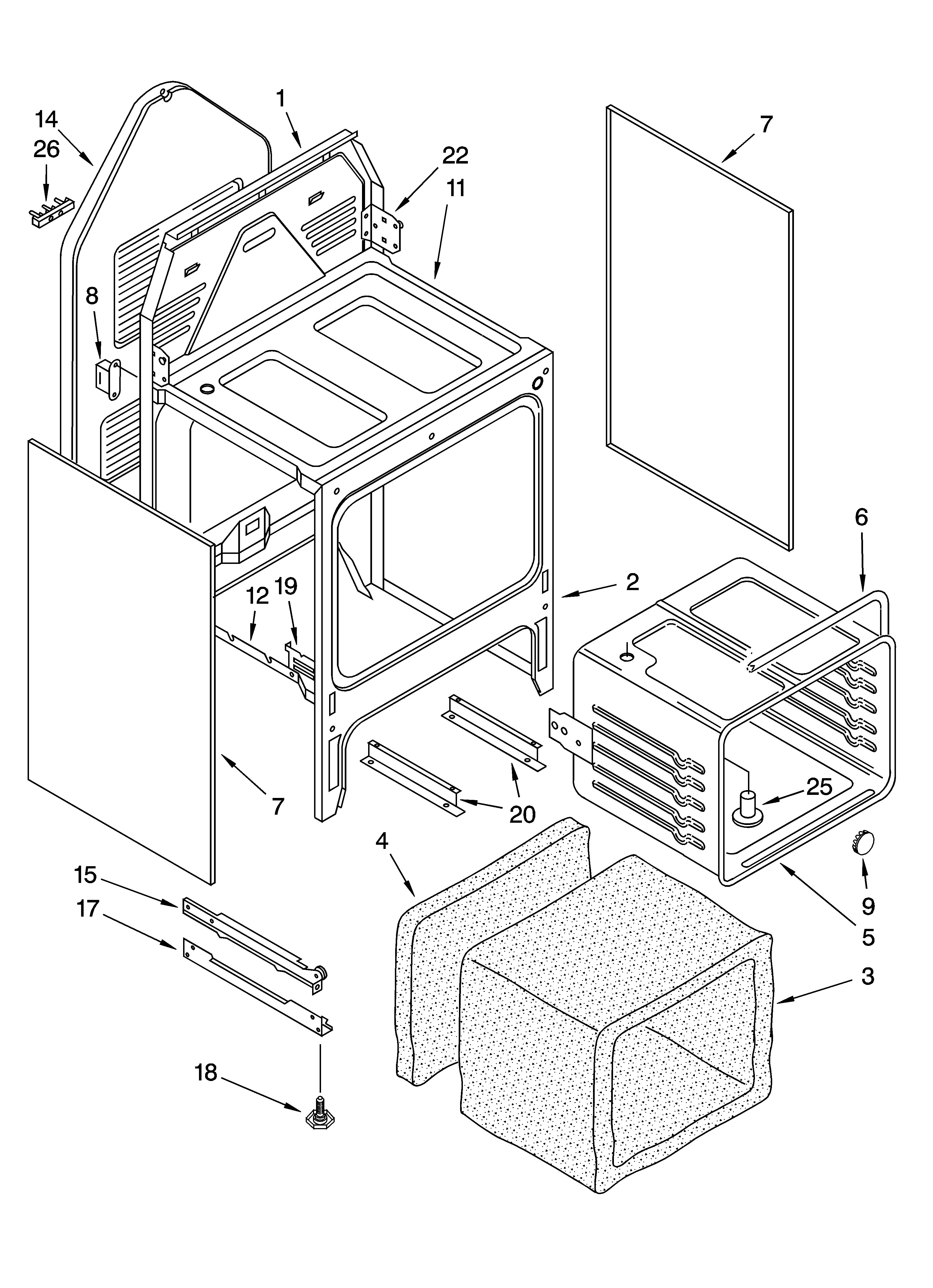 Whirlpool WGE34304 oven chassis parts diagram