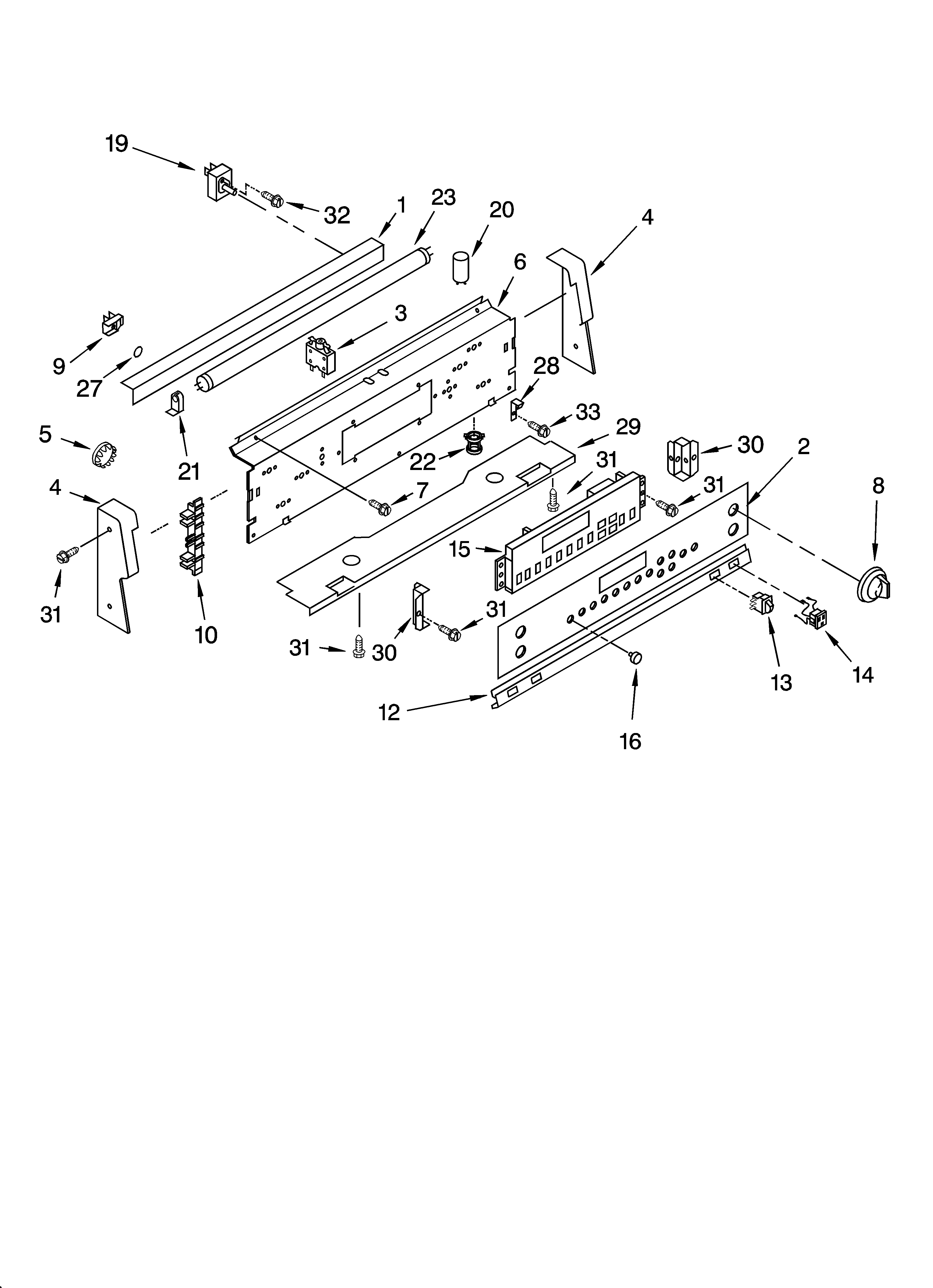 Whirlpool WGP34805 control panel parts diagram