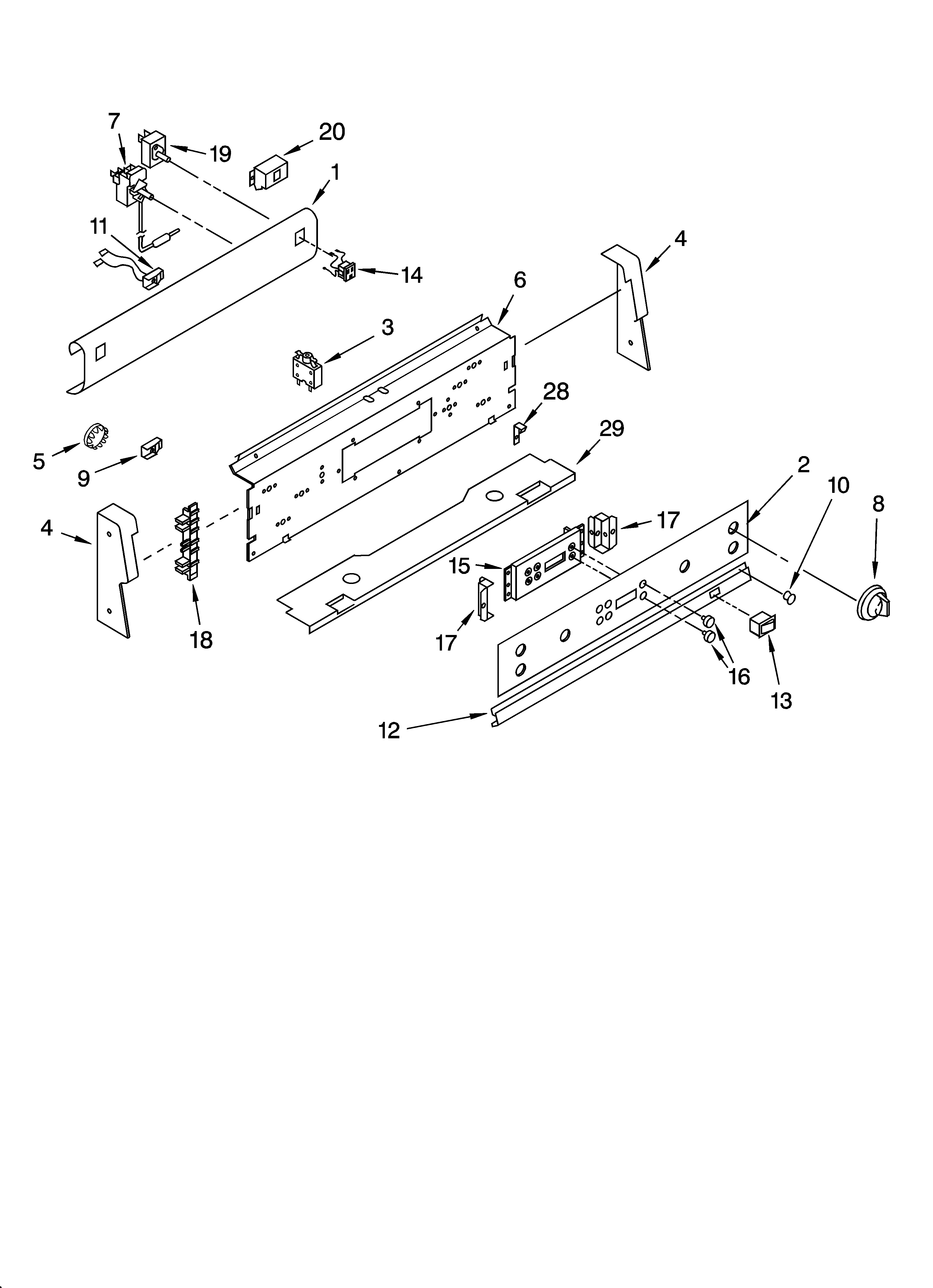 Whirlpool WLE32300 control panel parts diagram