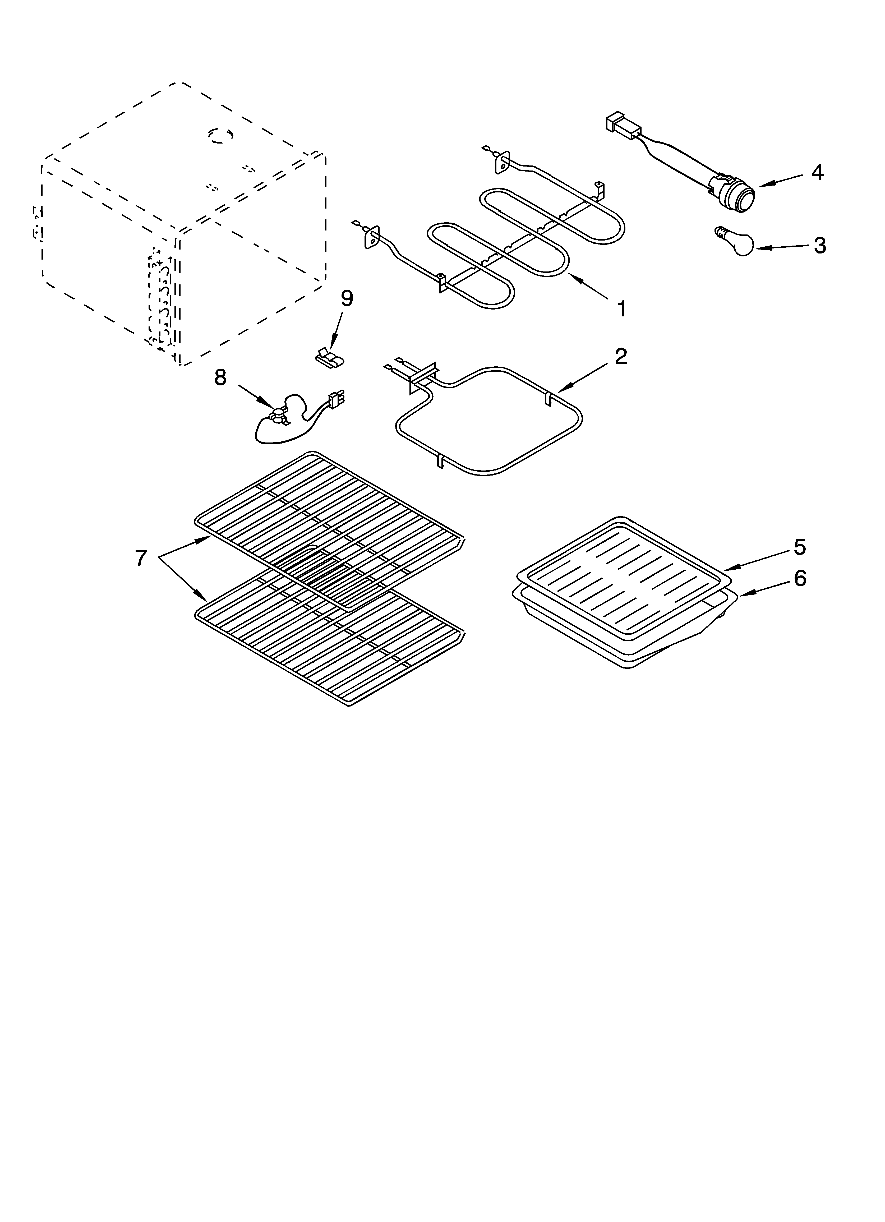 Whirlpool WLE32300 oven parts, miscellaneous parts diagram