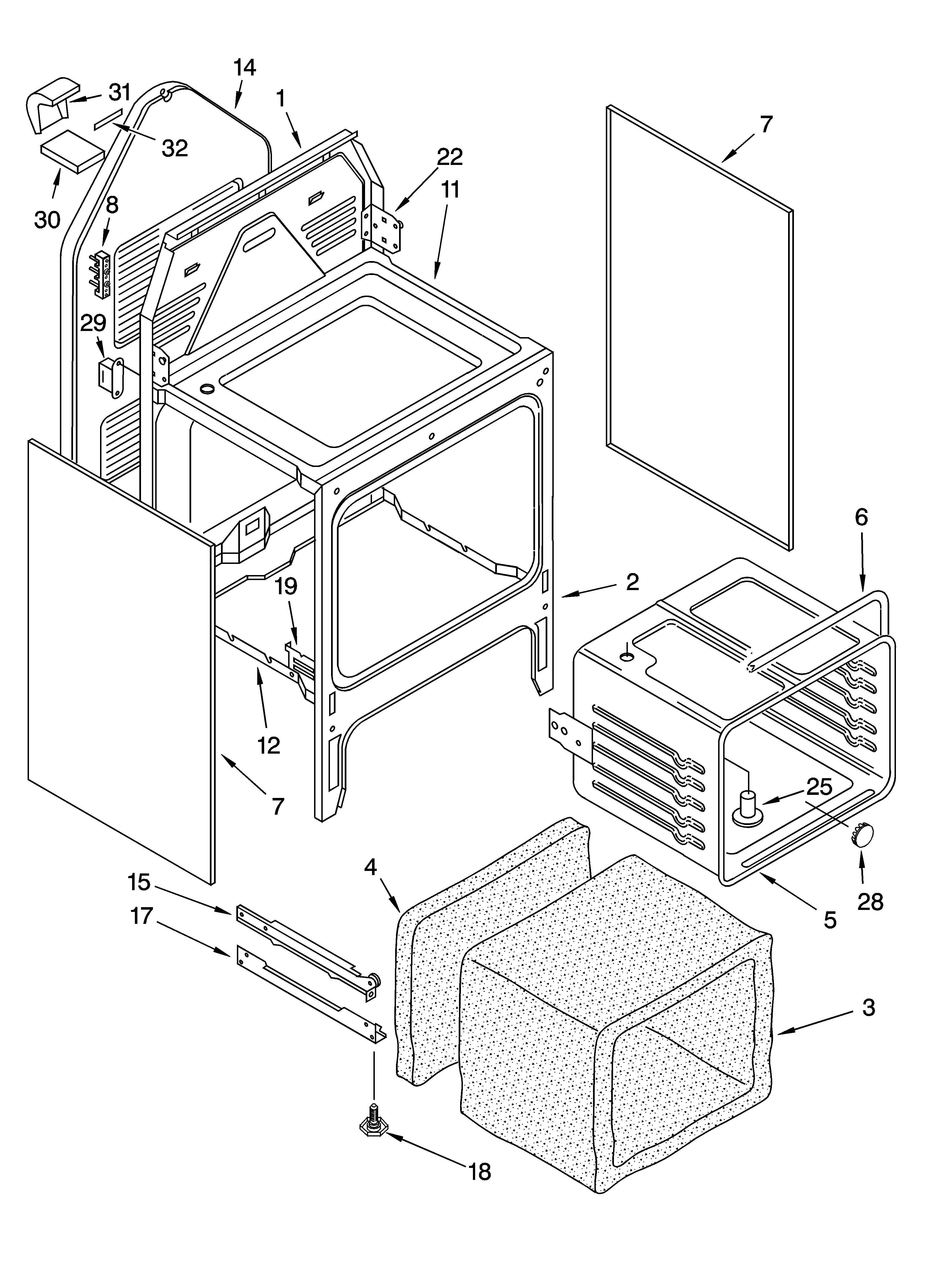 Whirlpool WLE83300 oven chassis parts diagram