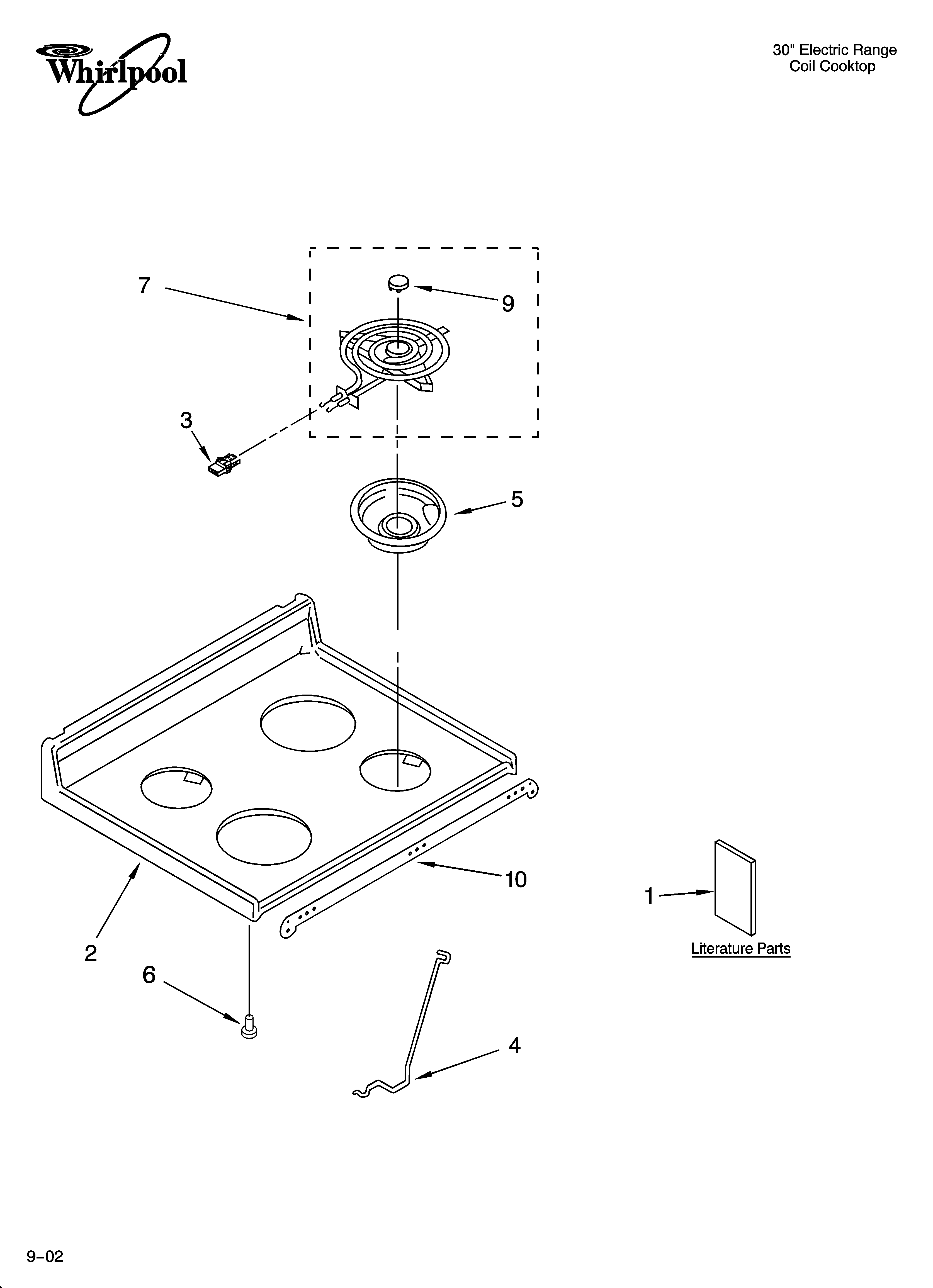 Whirlpool WLP30800 cooktop parts diagram