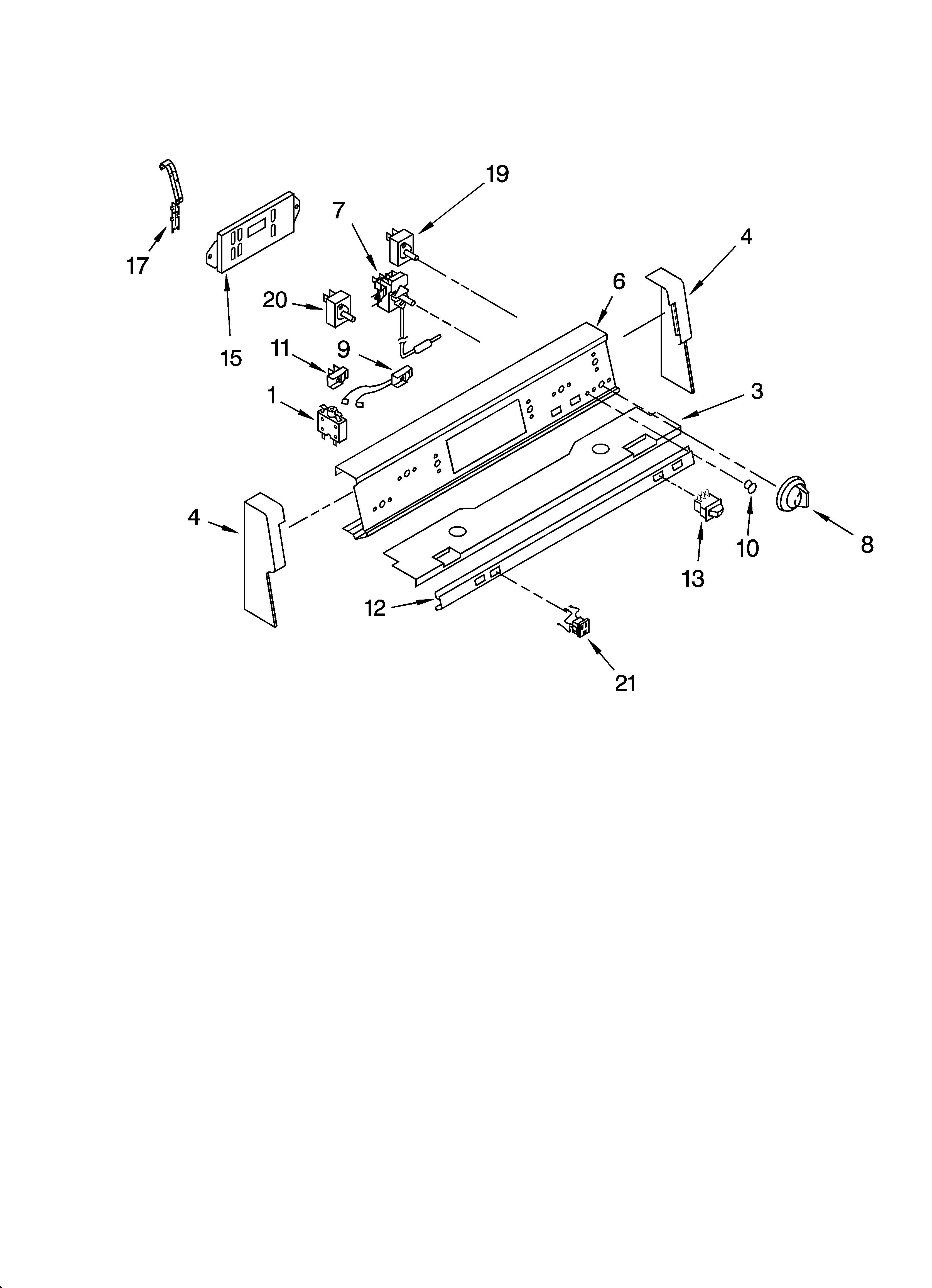 Whirlpool WLP30800 control panel parts diagram