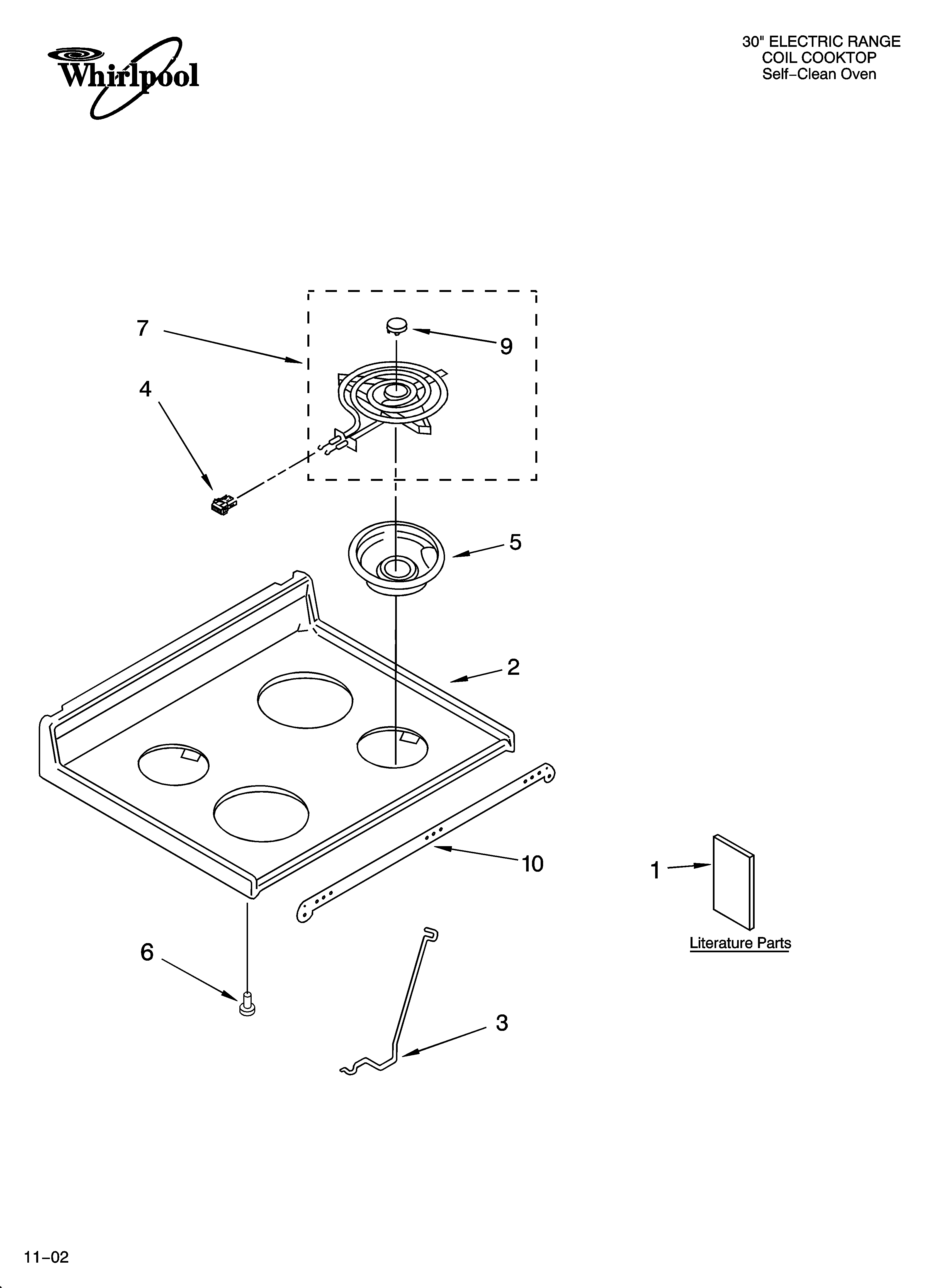 Whirlpool WLP34200 cooktop parts diagram