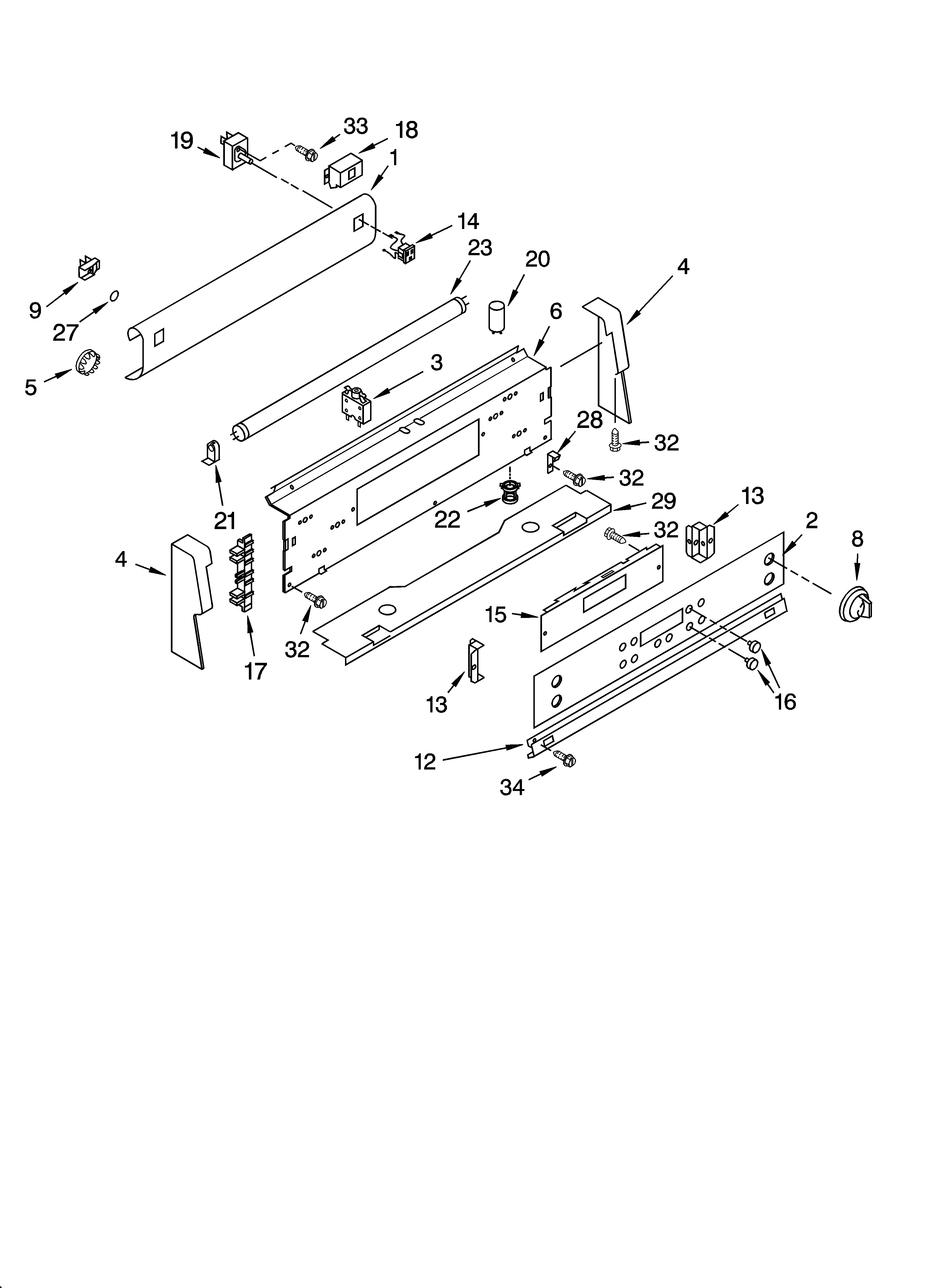 Whirlpool WLP54800 control panel parts diagram