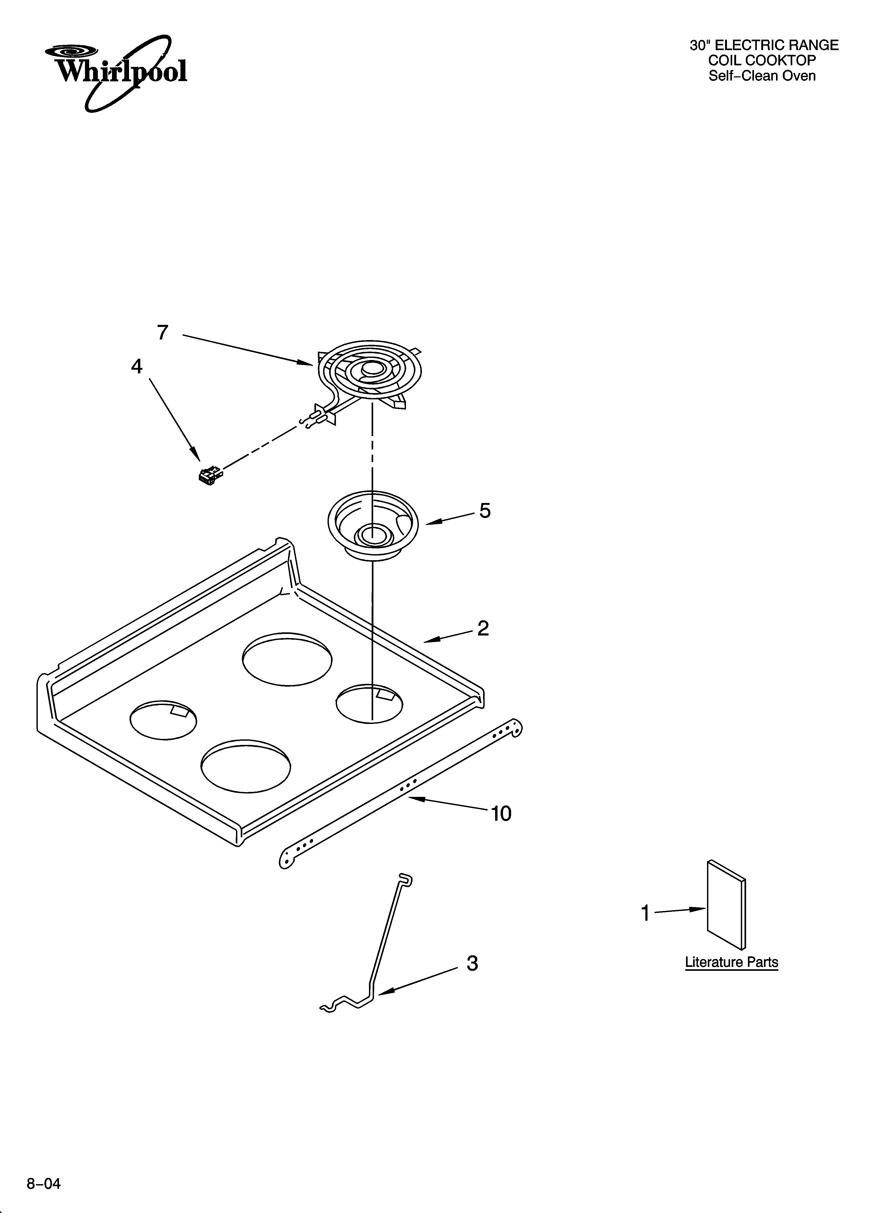 Whirlpool WLSP34900 cooktop parts diagram