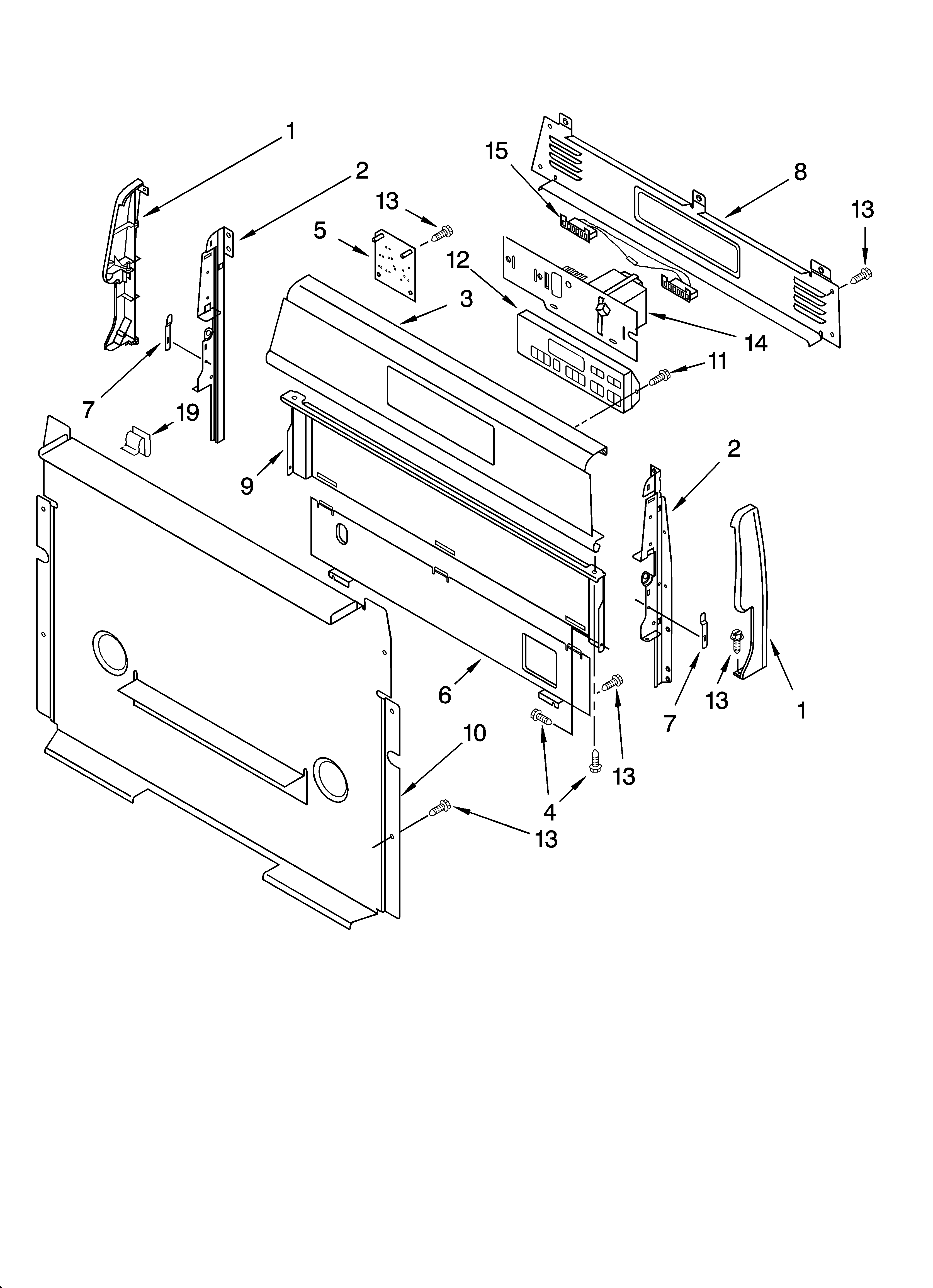Whirlpool YGS470LEKQ0 control panel parts diagram