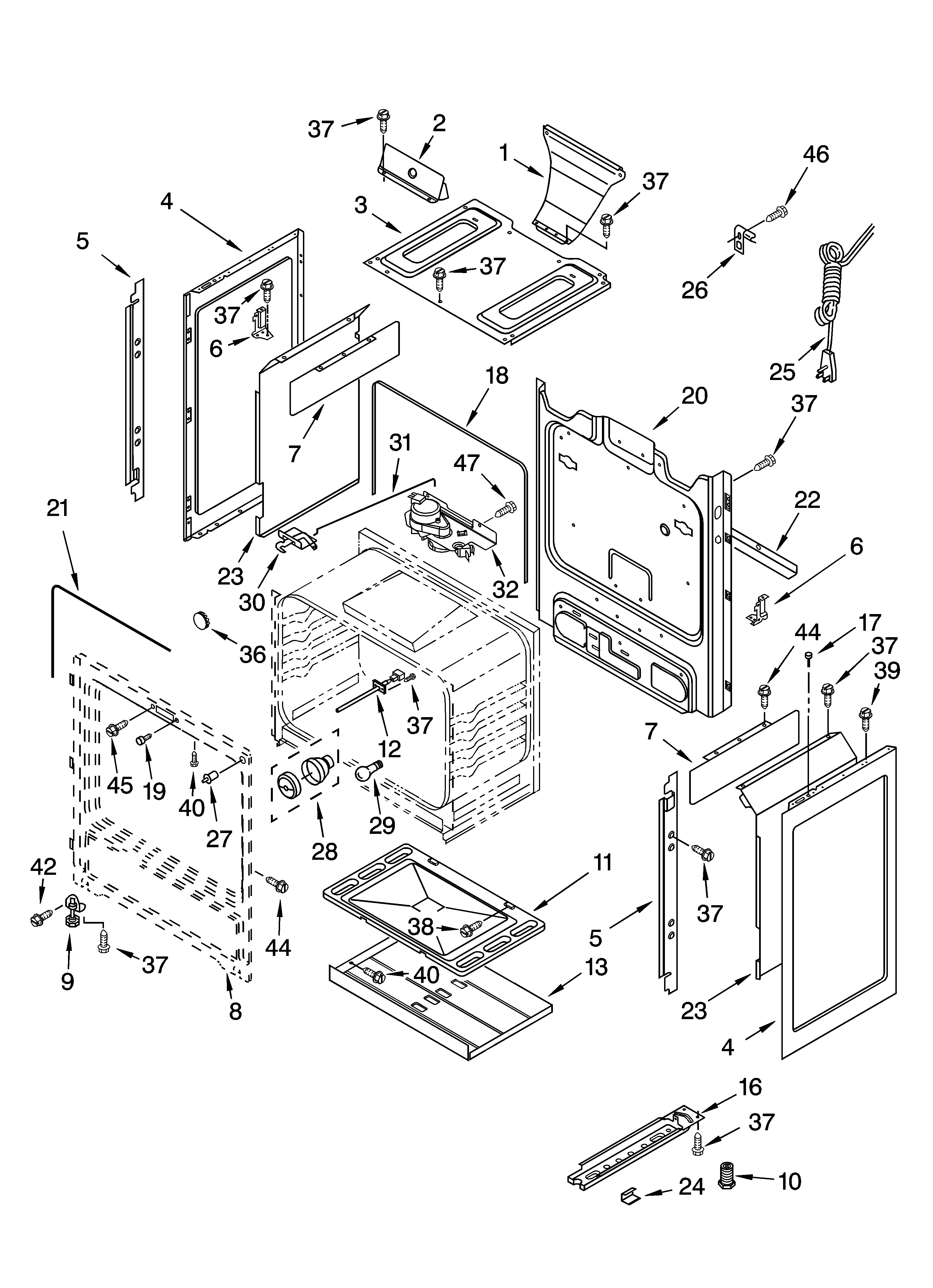 Whirlpool YGS470LEKQ0 chassis parts diagram