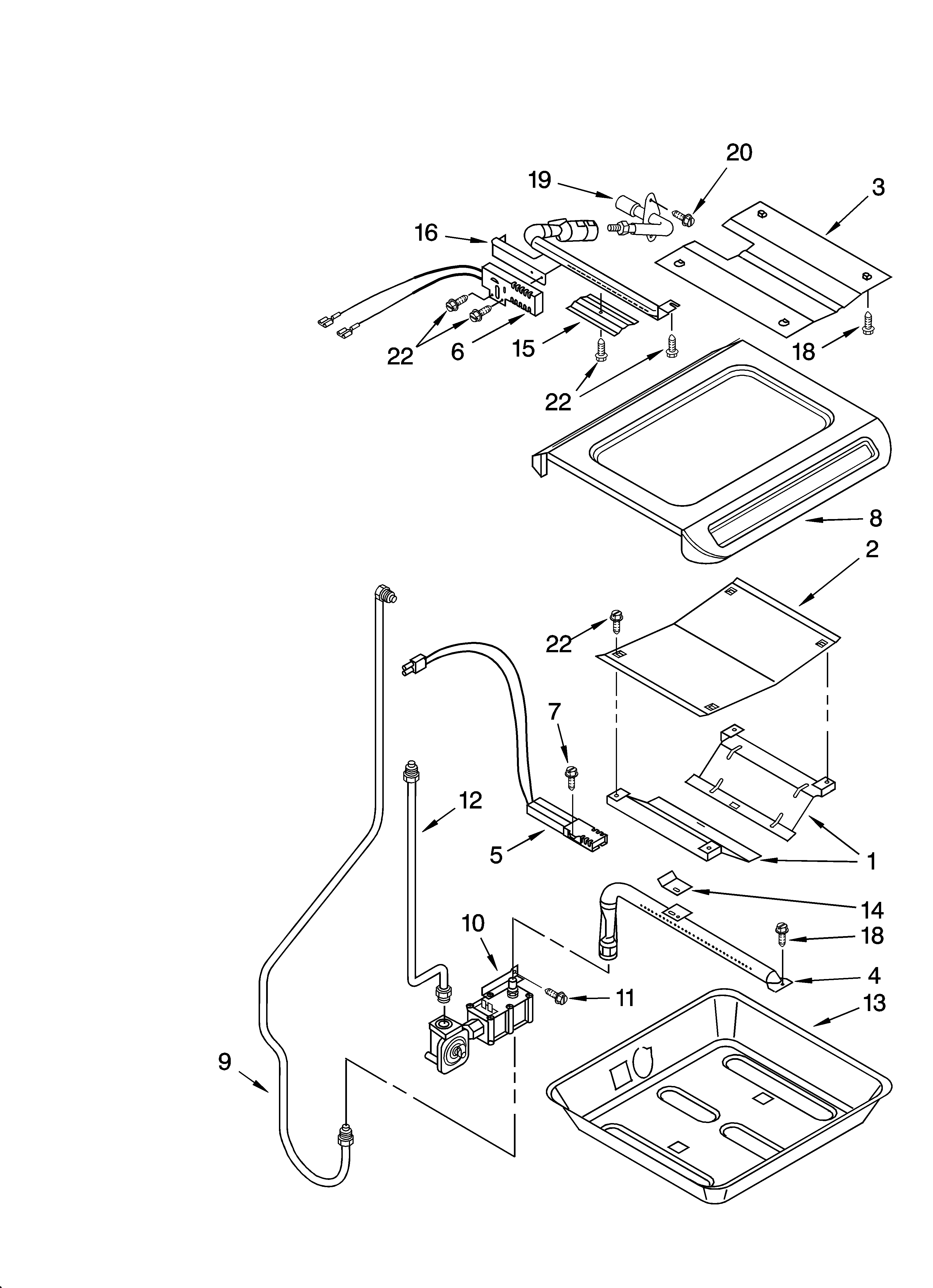 Whirlpool YGW395LEGQ4 broiler & oven burner parts diagram