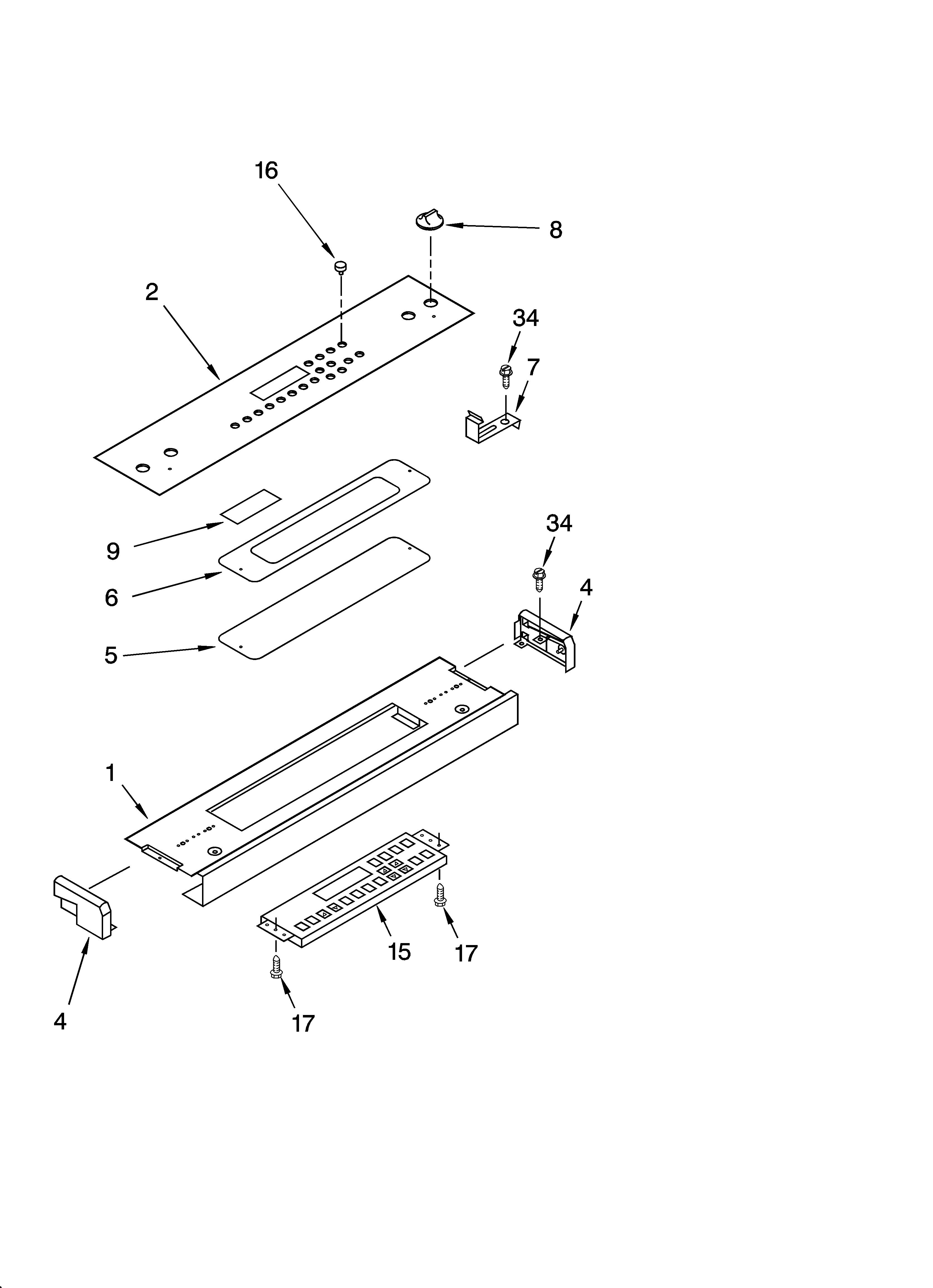 Whirlpool YGW395LEGB6 control panel parts diagram