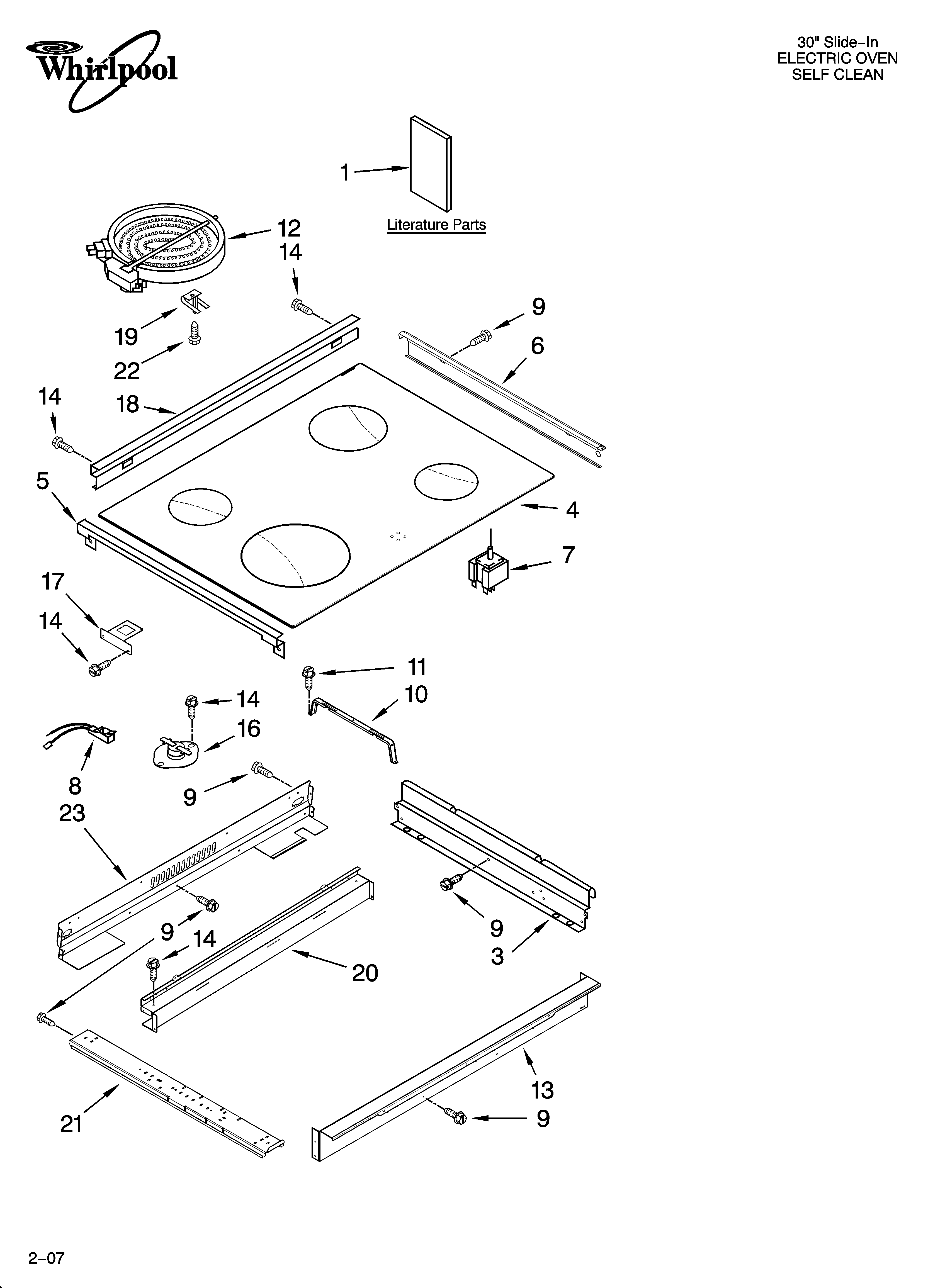 Whirlpool YGY398LXPB02 cooktop parts diagram