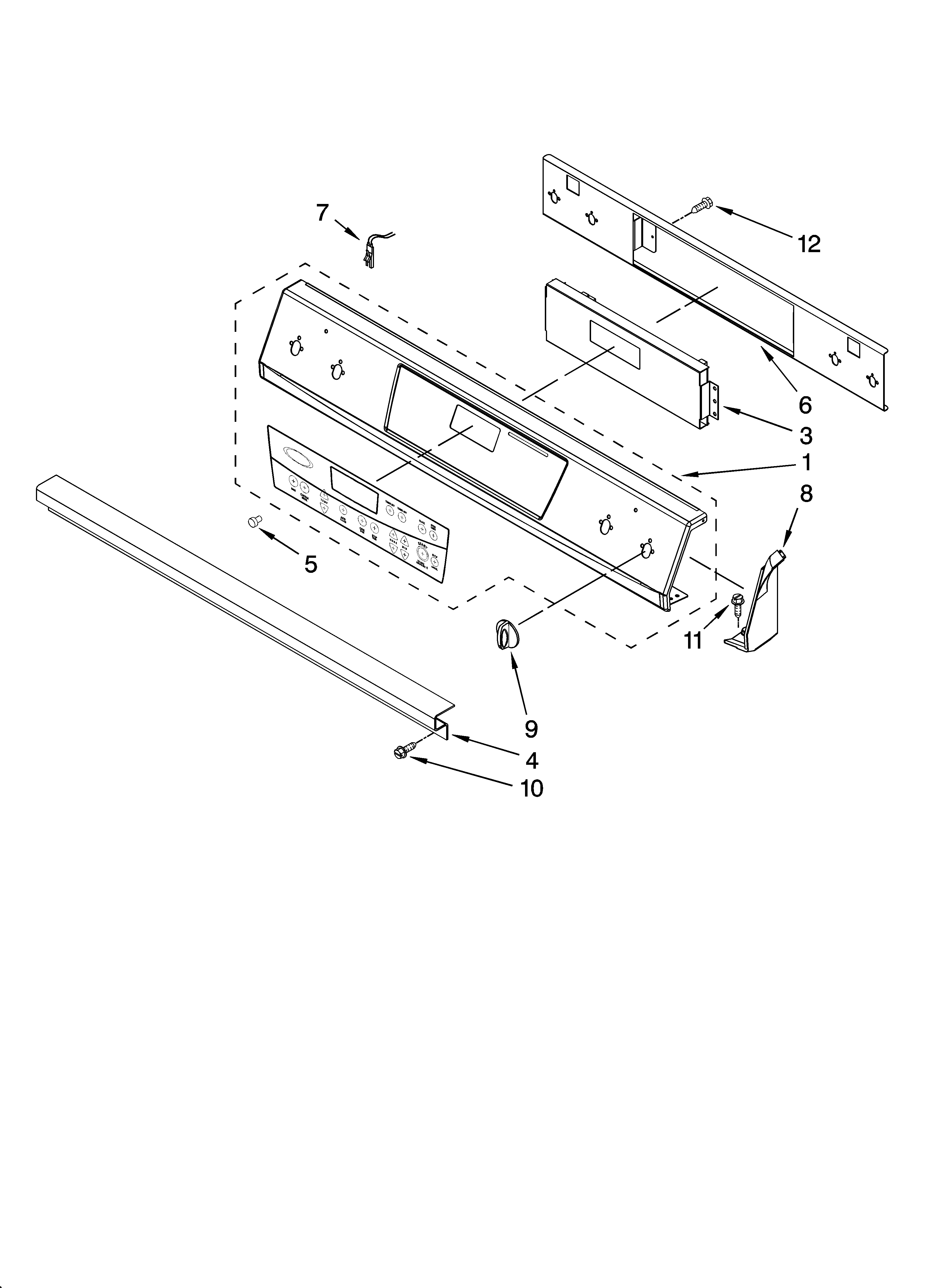 Whirlpool YGY398LXPB02 control panel parts diagram