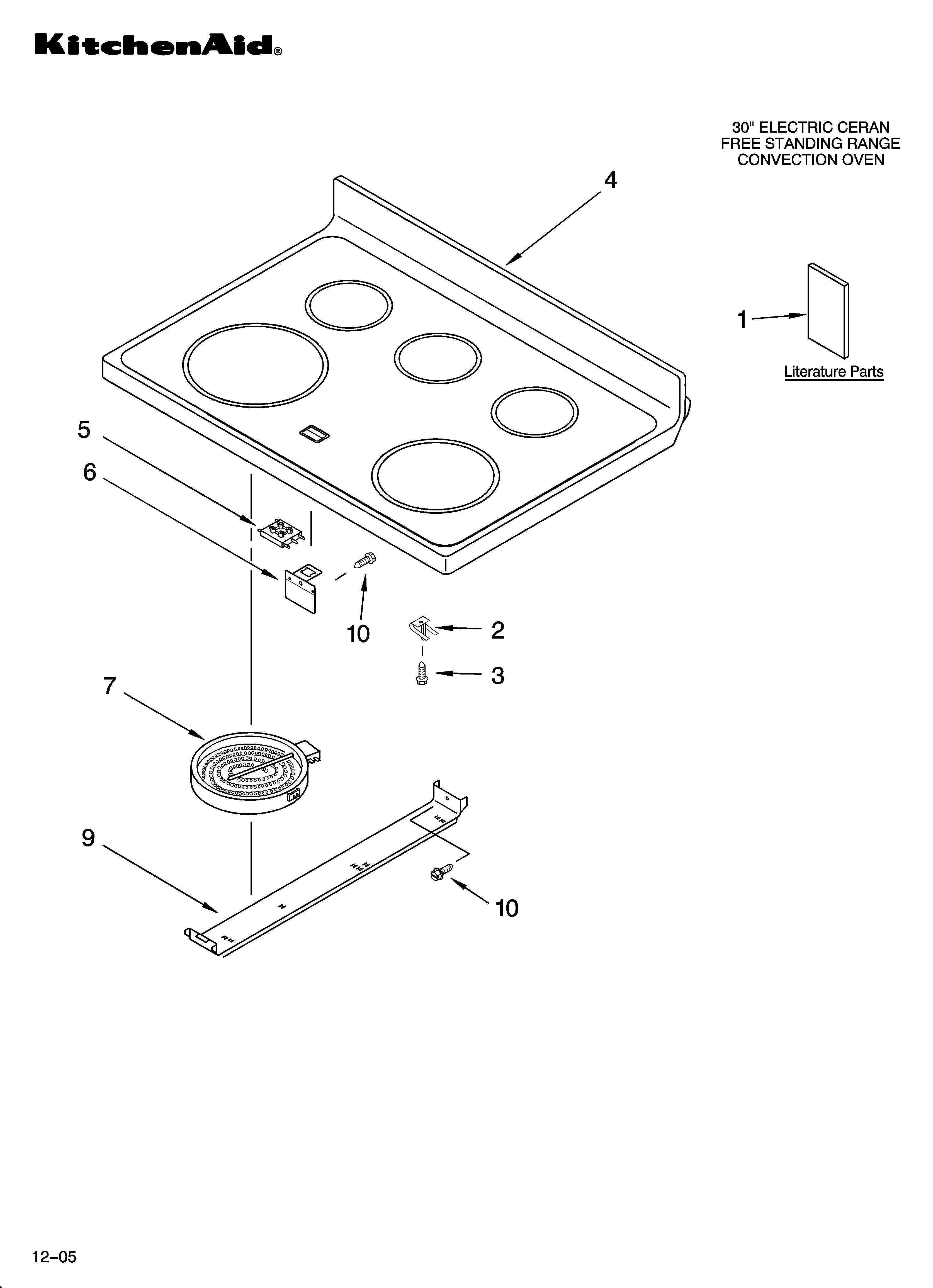 KitchenAid YKERA205PT0 cooktop parts diagram