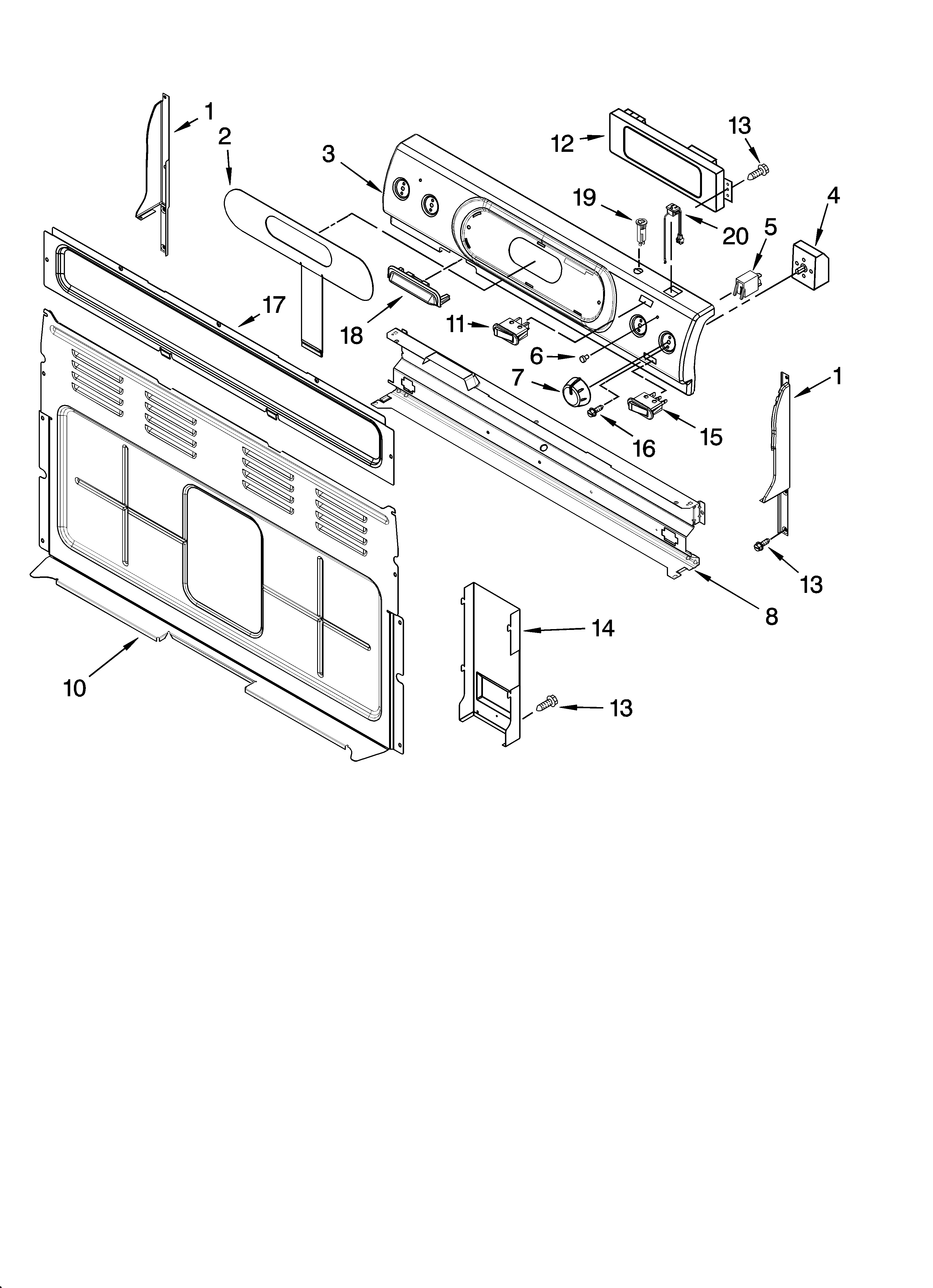 KitchenAid YKERA205PT0 control panel parts diagram