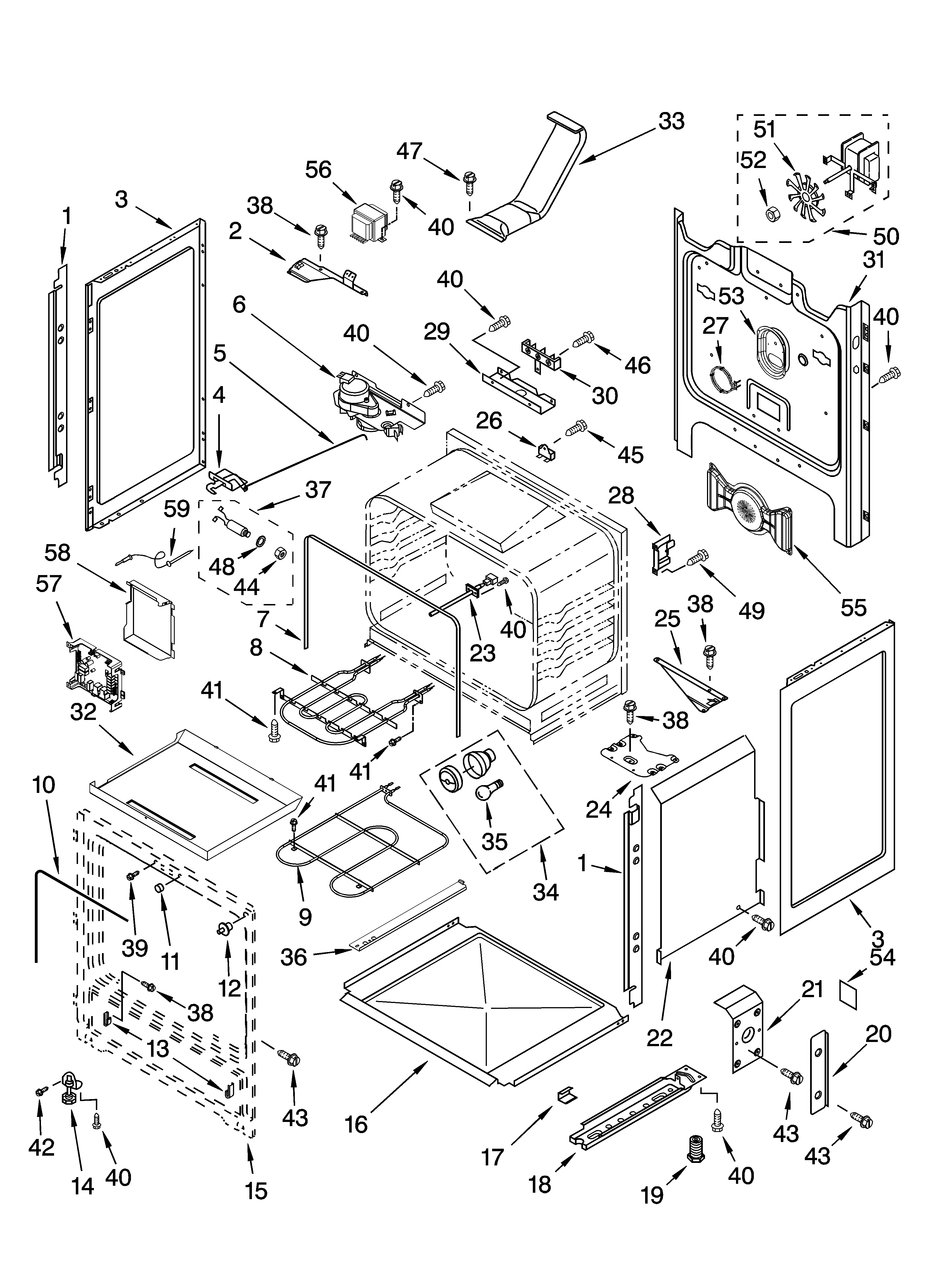 KitchenAid YKERA205PT0 chassis parts diagram