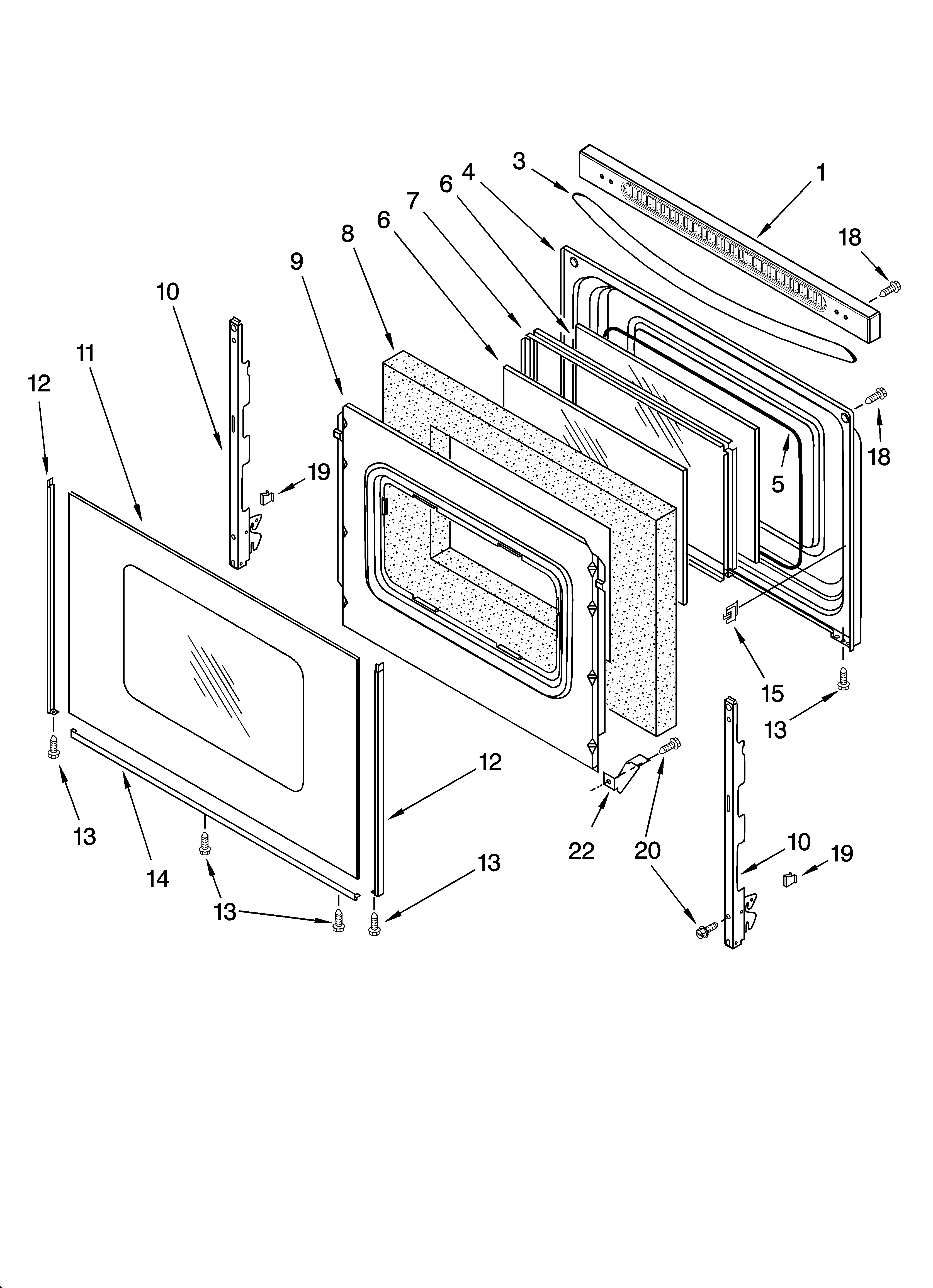 KitchenAid YKERA205PT0 door parts diagram