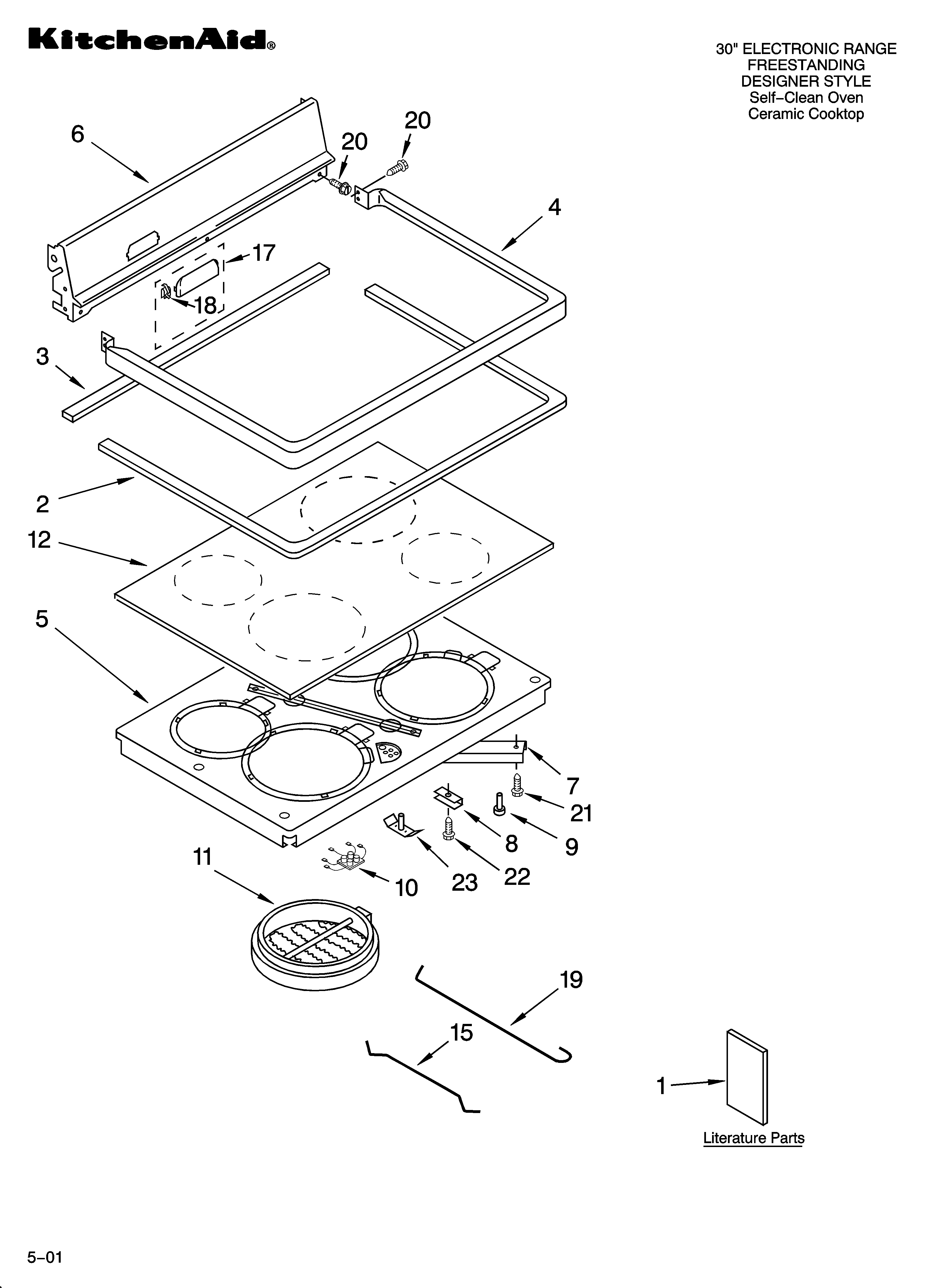 KitchenAid YKERC500HW4 cooktop parts diagram