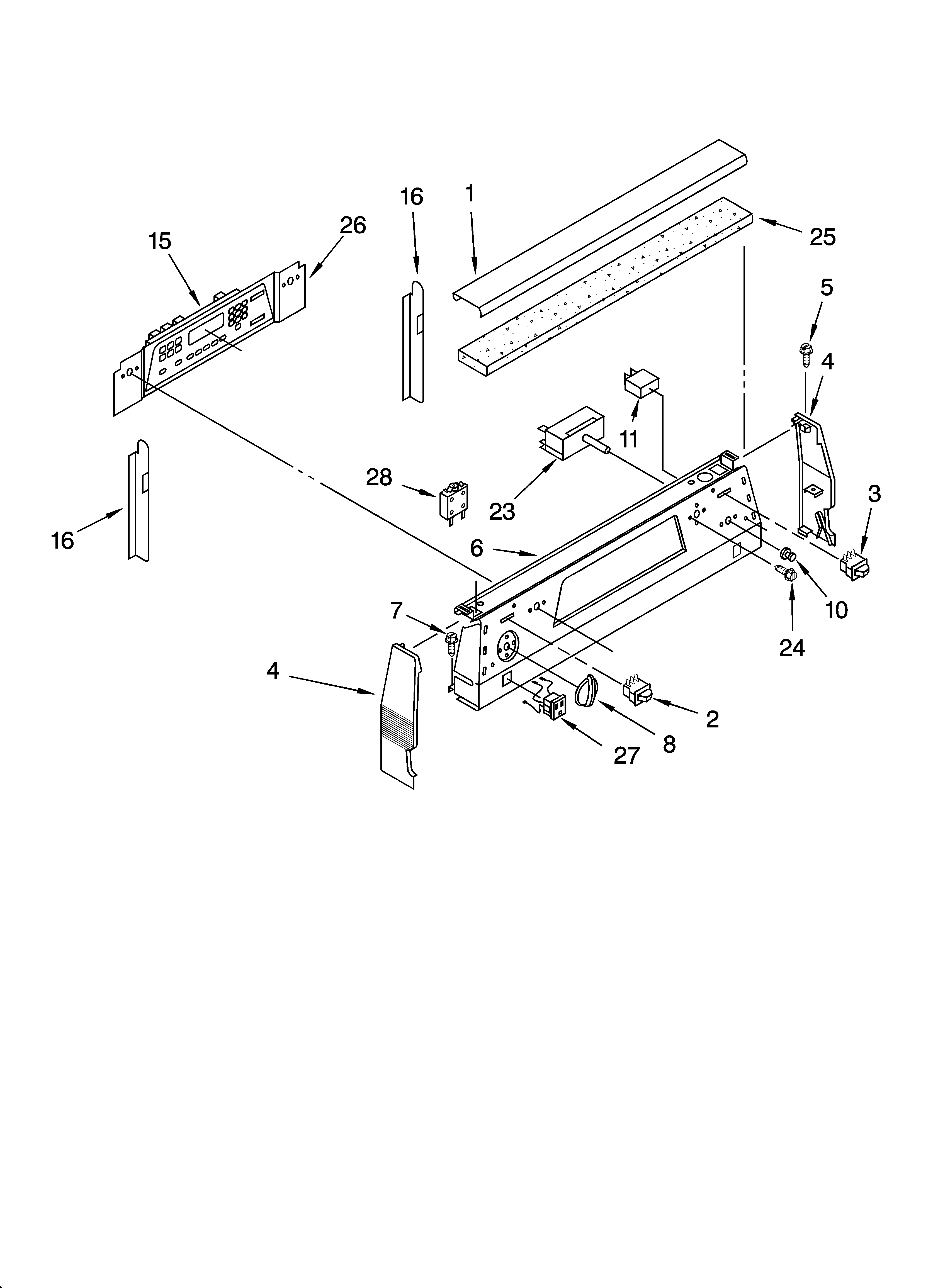KitchenAid YKERC500HW4 control panel parts diagram