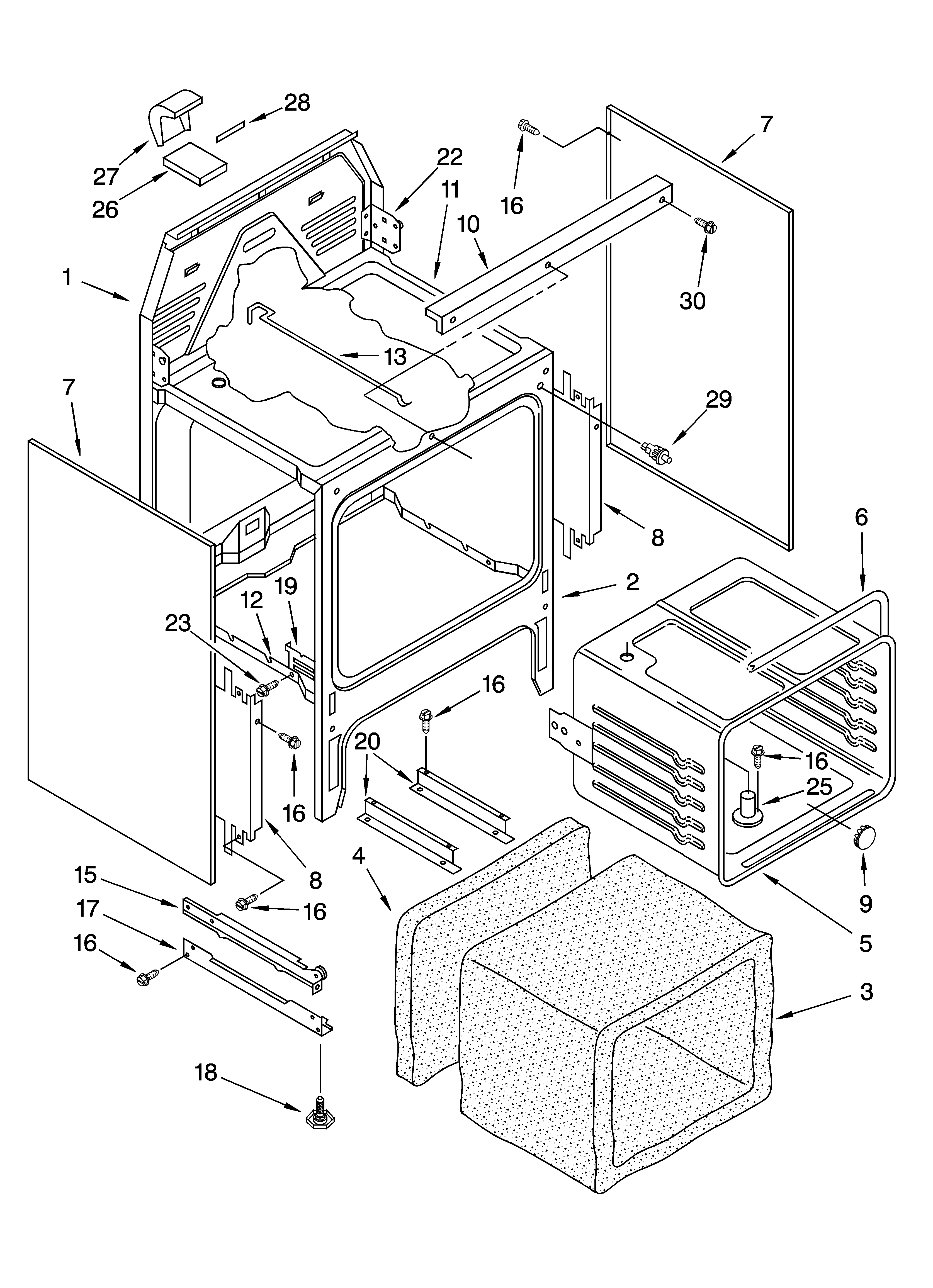 KitchenAid YKERC500HW4 oven chassis parts diagram