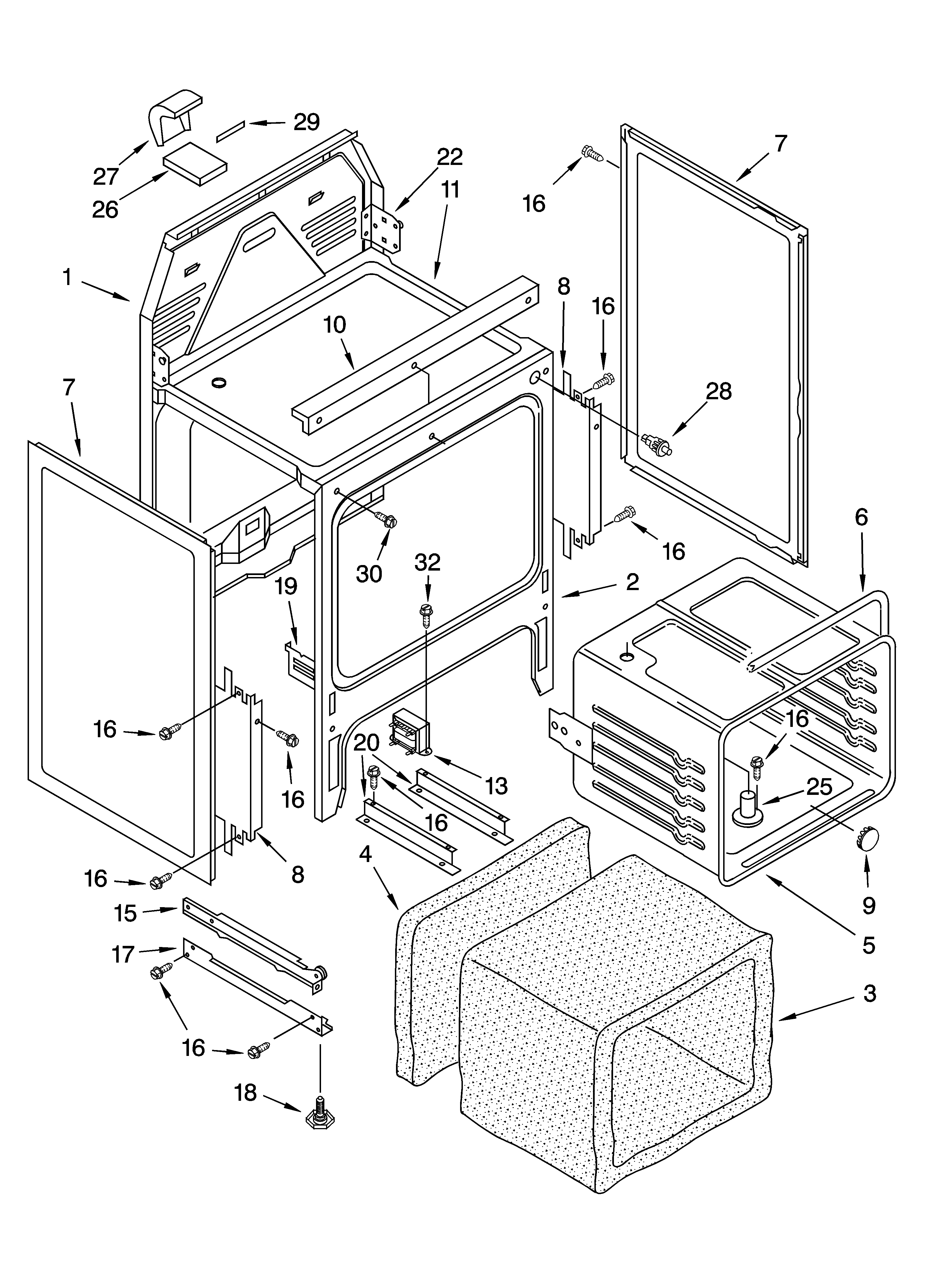 KitchenAid YKERC507HW5 oven chassis parts diagram