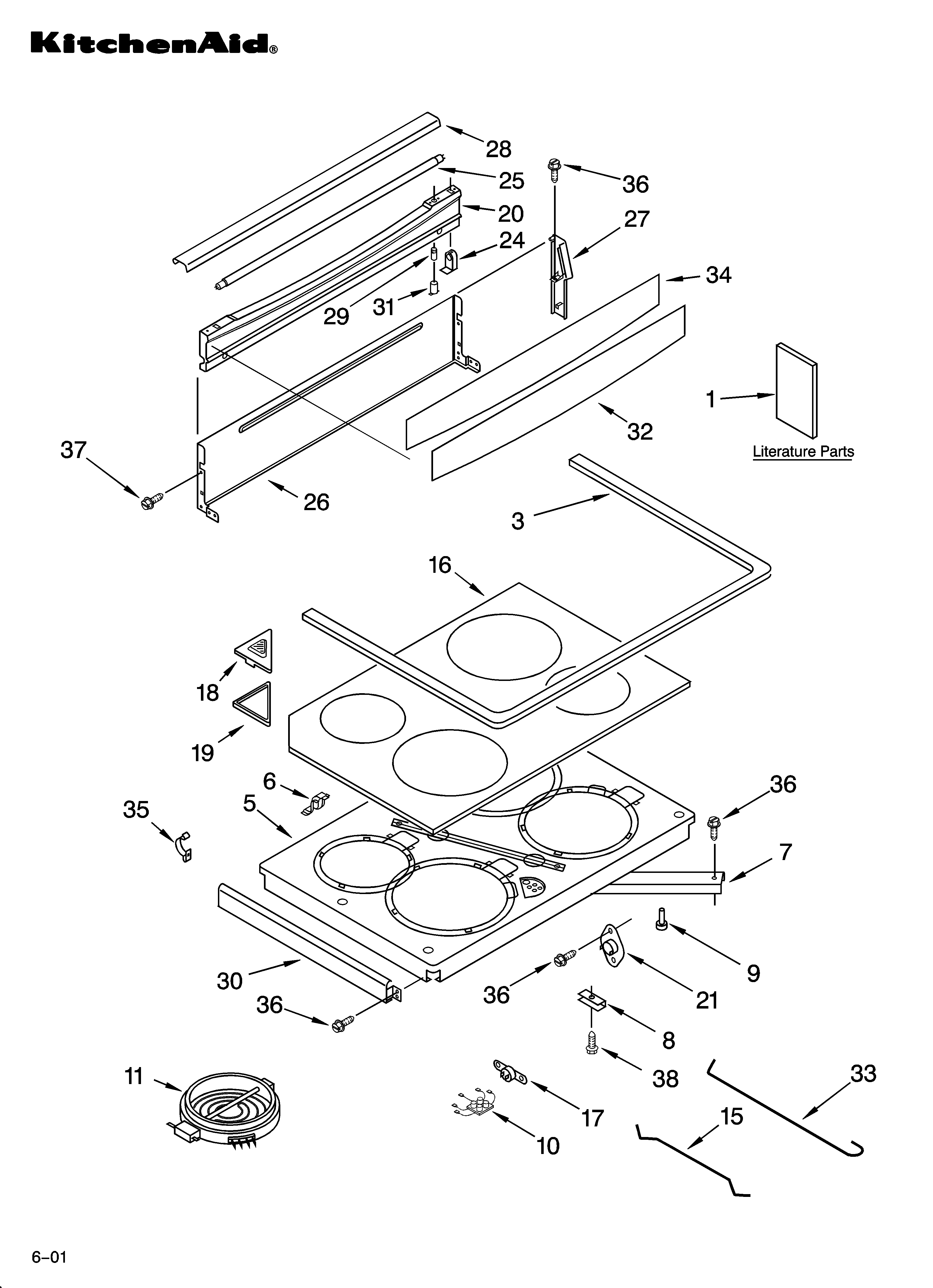 KitchenAid YKERC607HP7 cooktop parts diagram