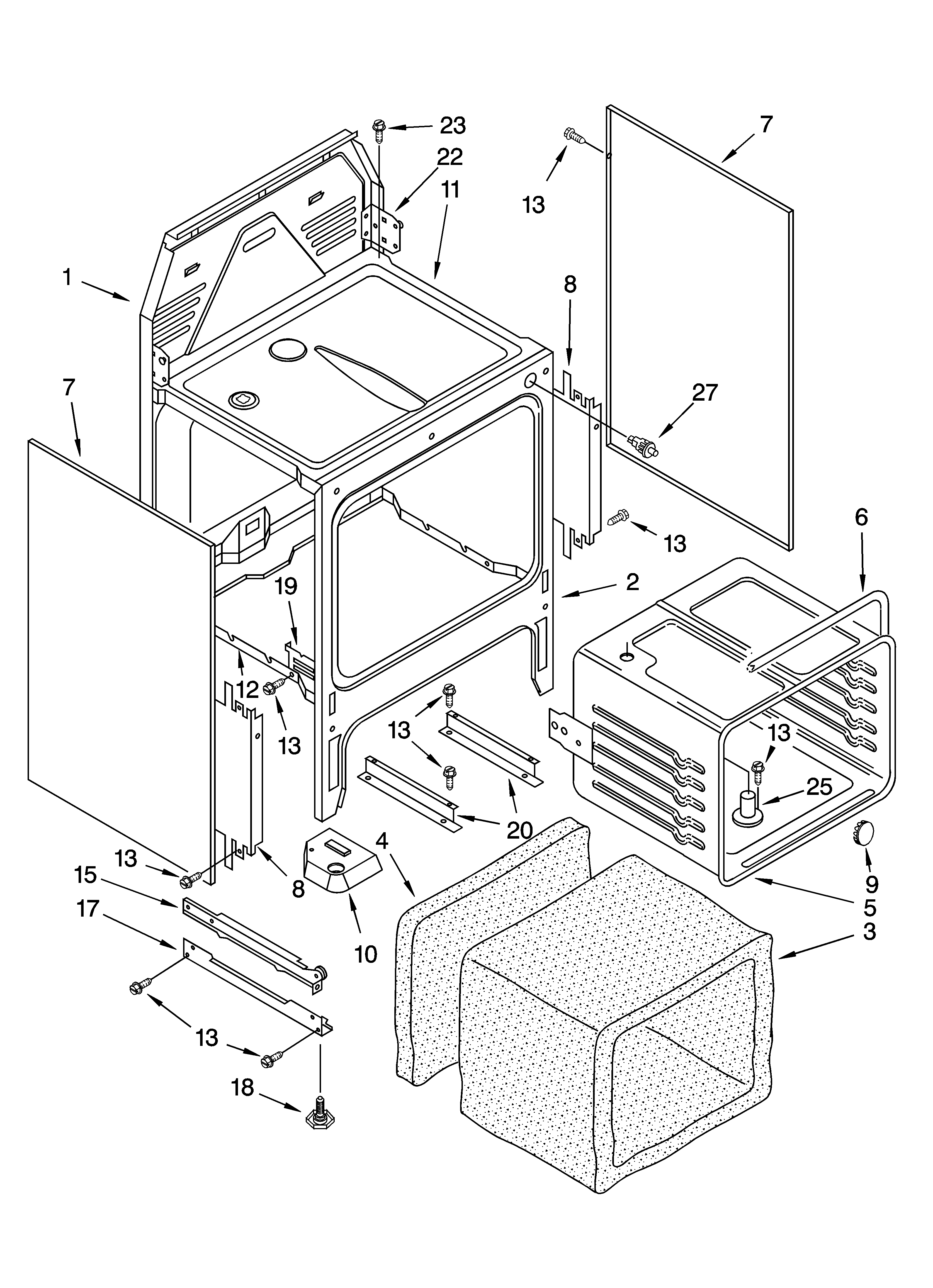 KitchenAid YKERI500HW3 oven chassis parts diagram