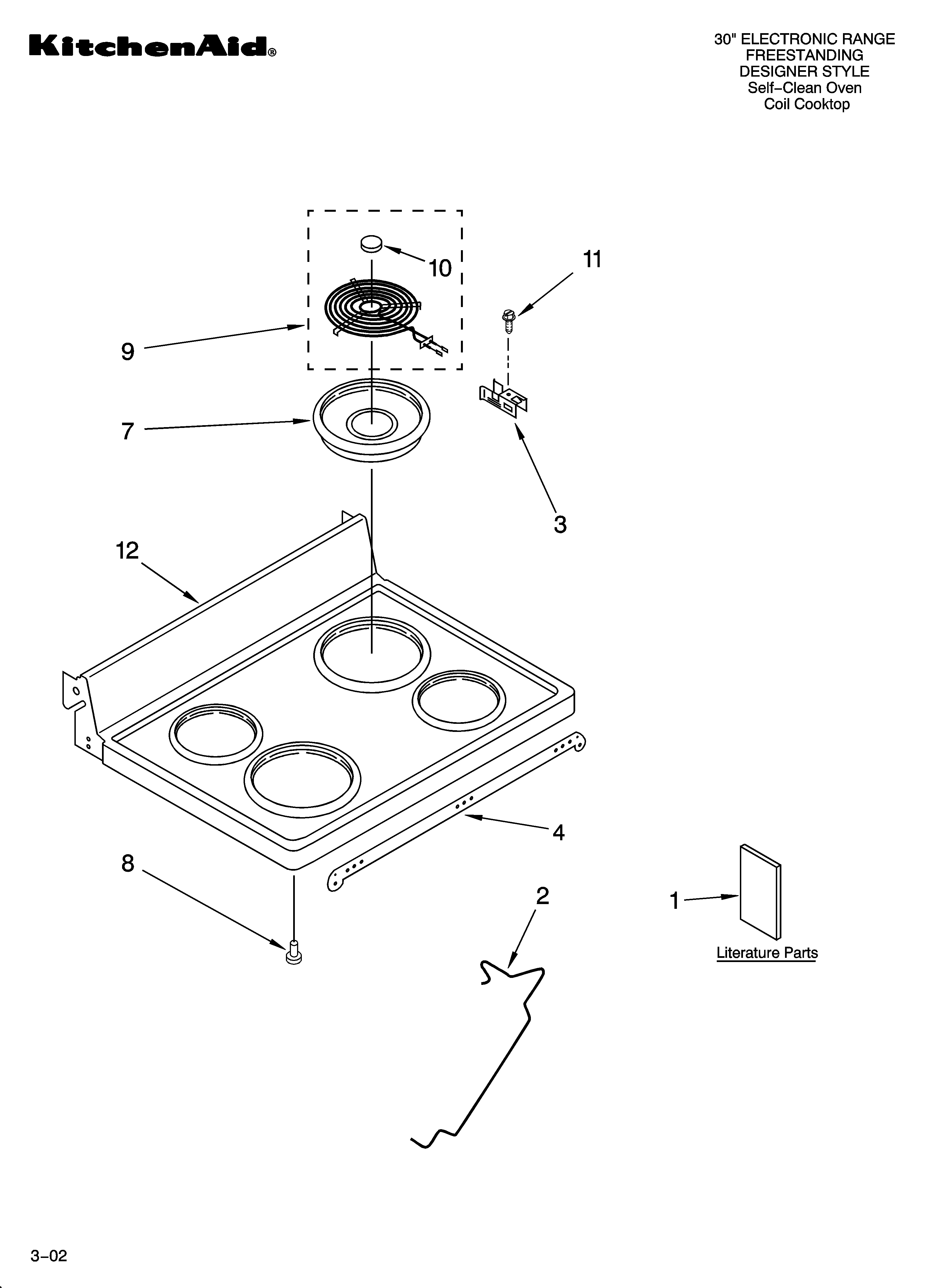 KitchenAid YKERS507HW3 cooktop parts diagram