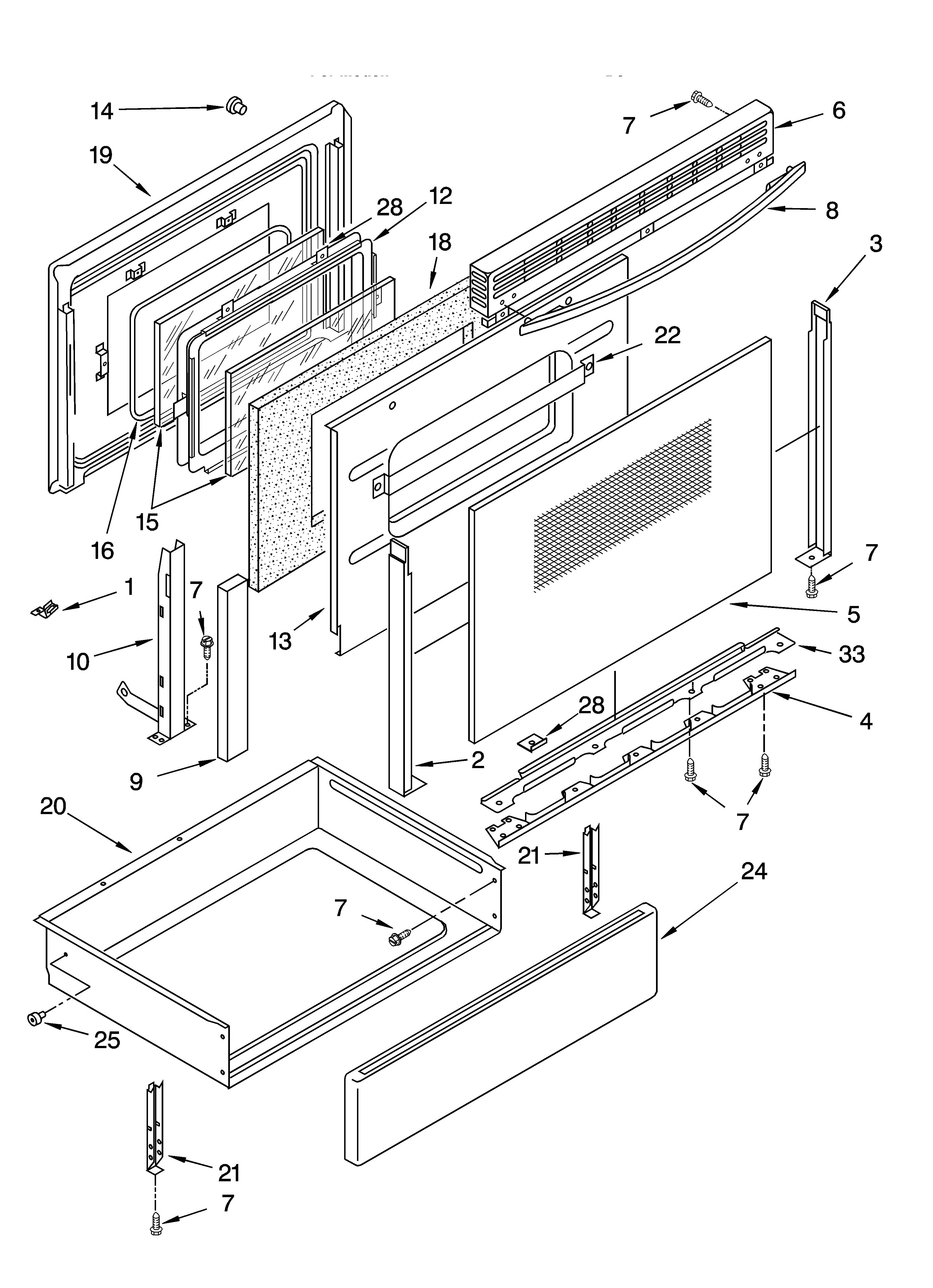 KitchenAid YKERS507HW3 door and drawer parts diagram