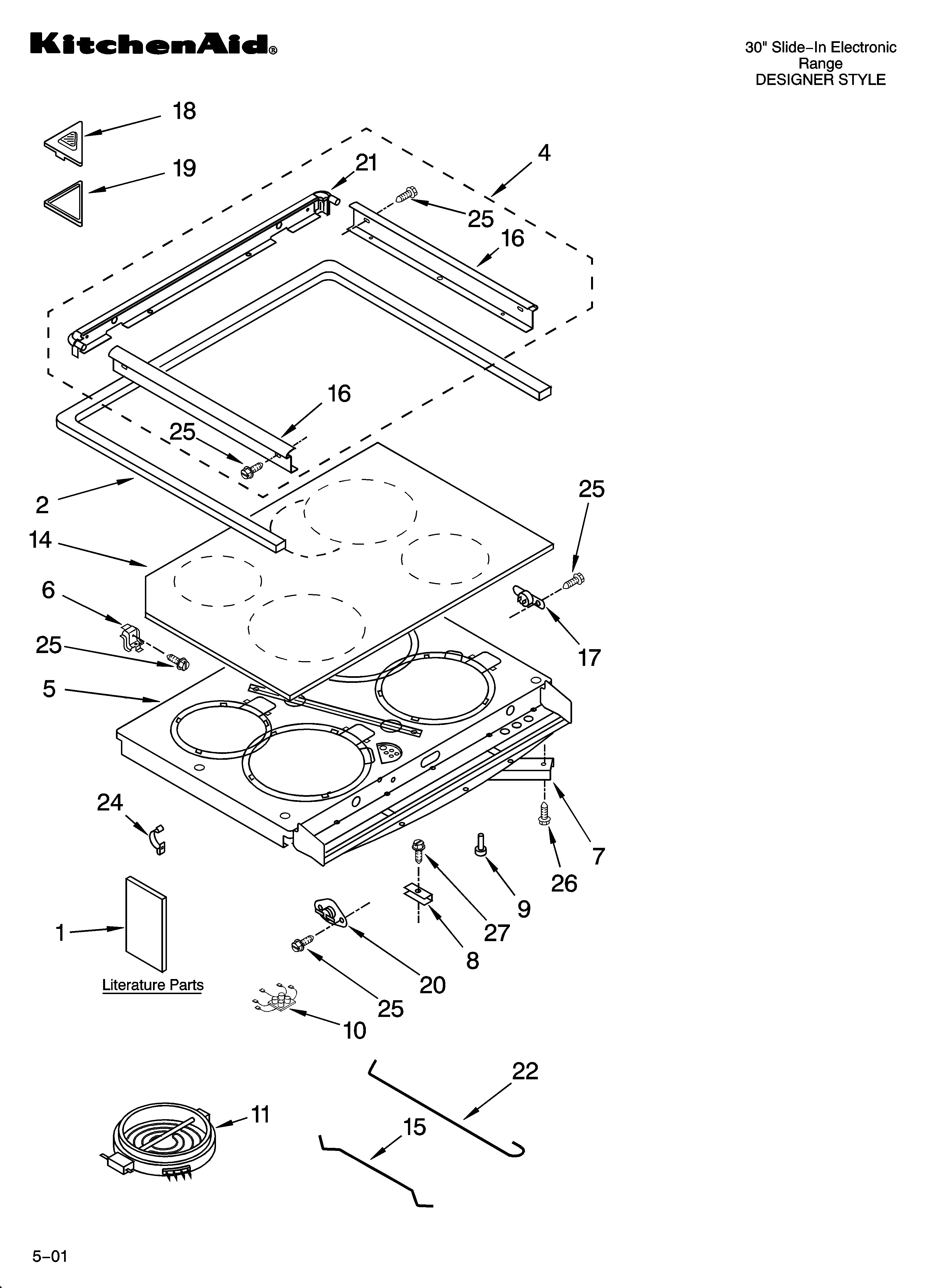 KitchenAid YKESC300HW6 cooktop parts diagram