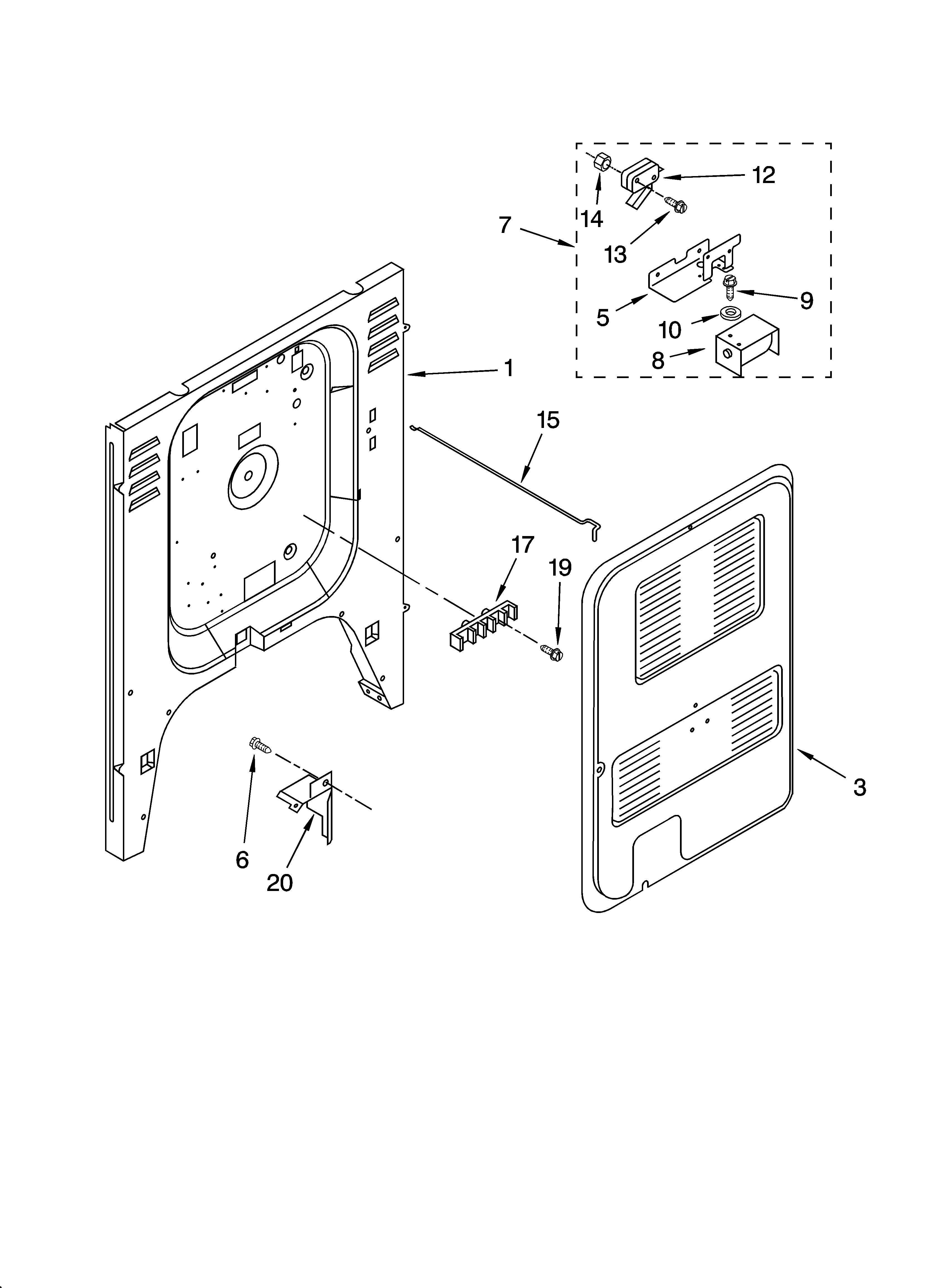 KitchenAid YKESC300HW6 rear chassis parts, miscellaneous parts diagram