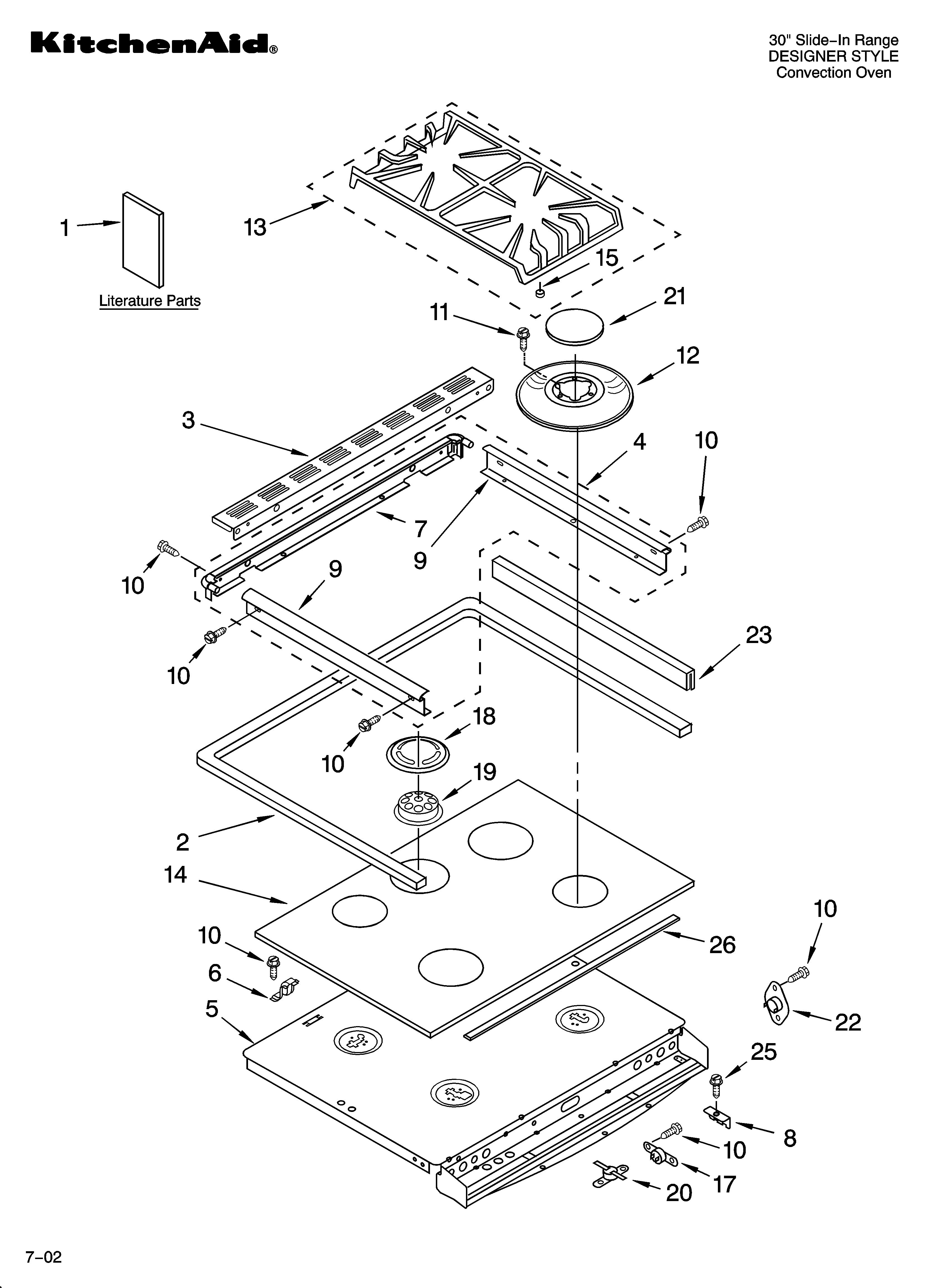 KitchenAid YKGST307HS9 cooktop parts diagram