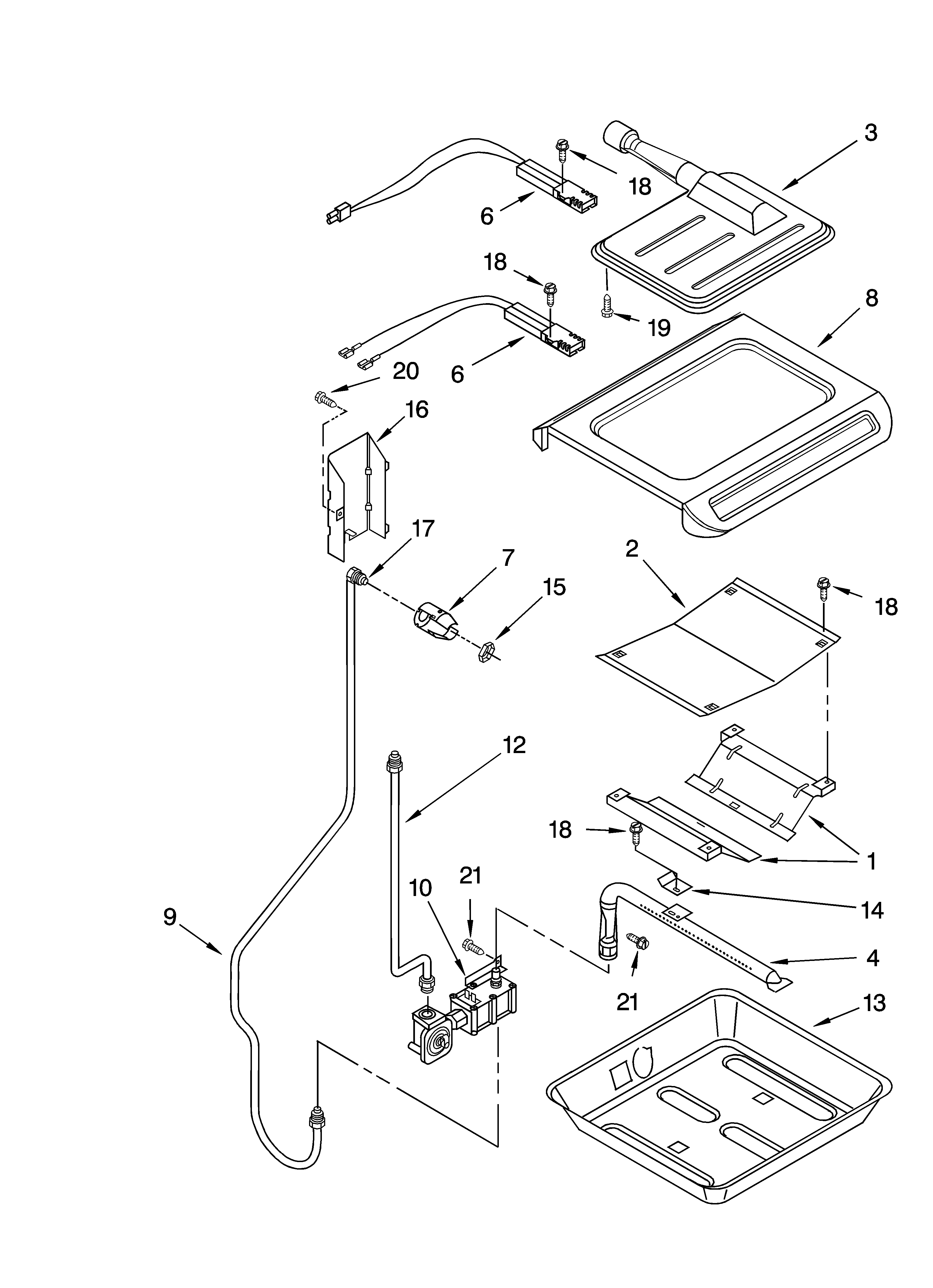 KitchenAid YKGST307HS9 broiler & oven burner parts diagram