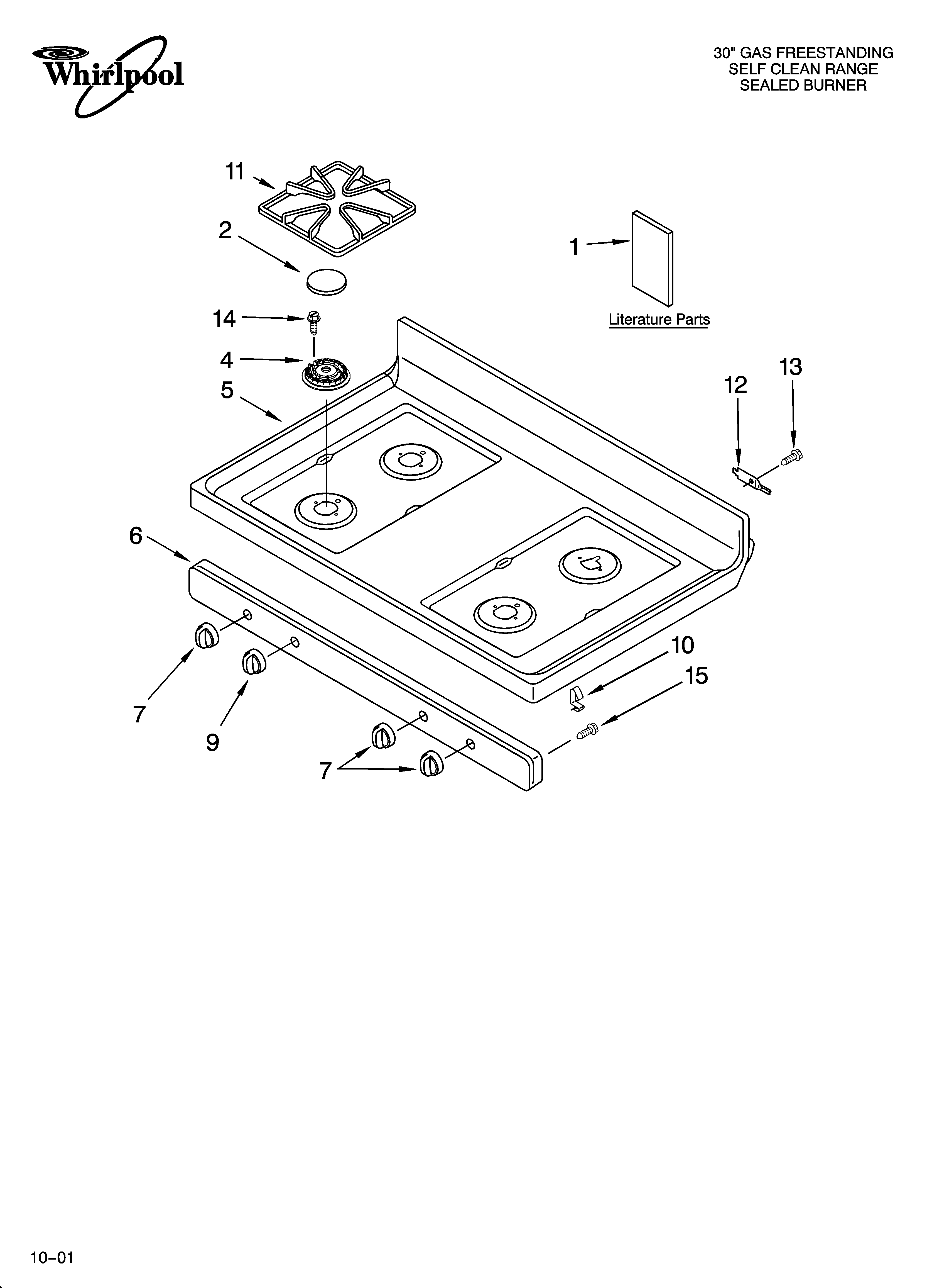 Whirlpool YSF379LEKQ0 cooktop parts diagram