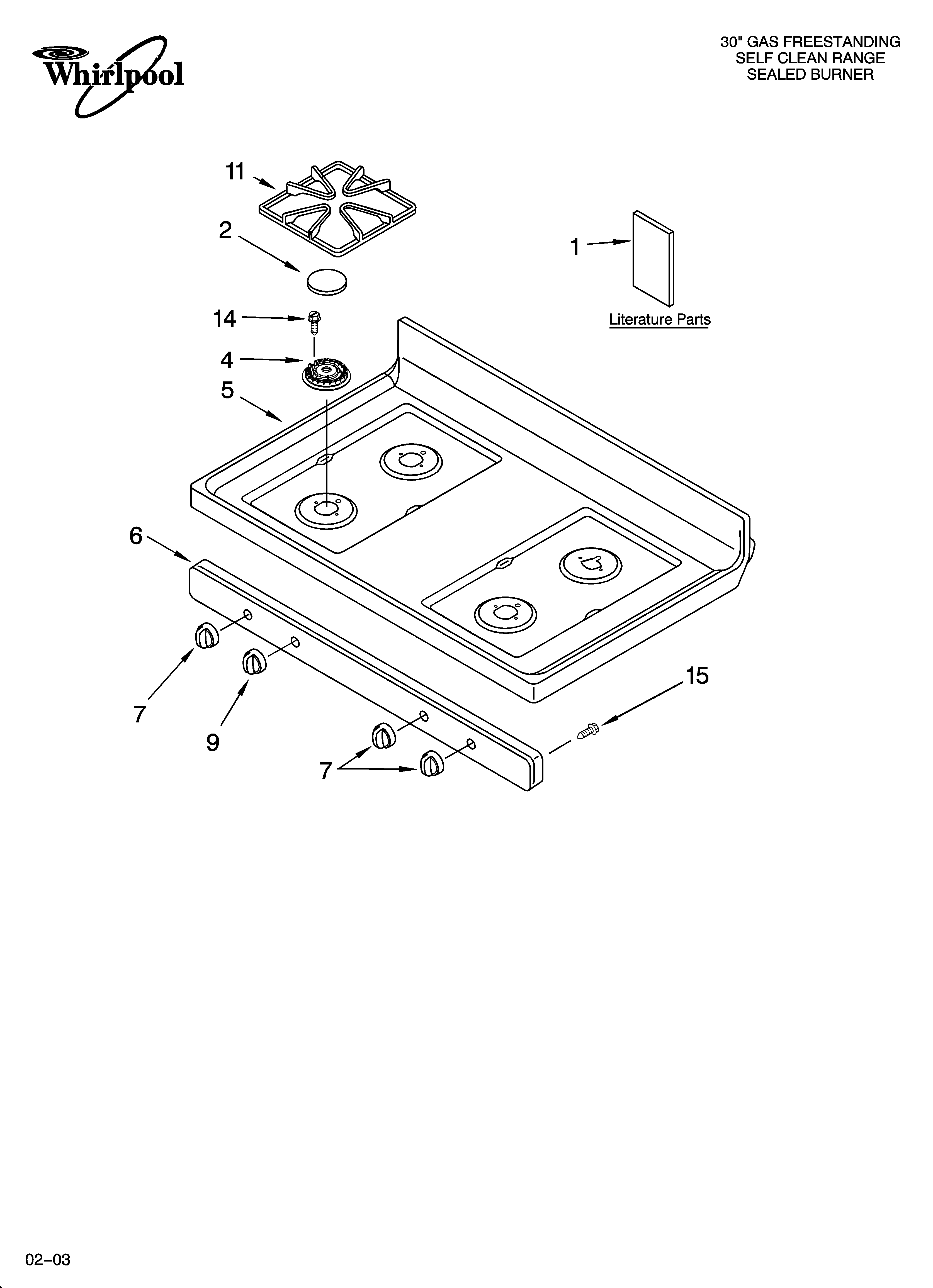 Whirlpool YSF379LEKB1 cooktop parts diagram
